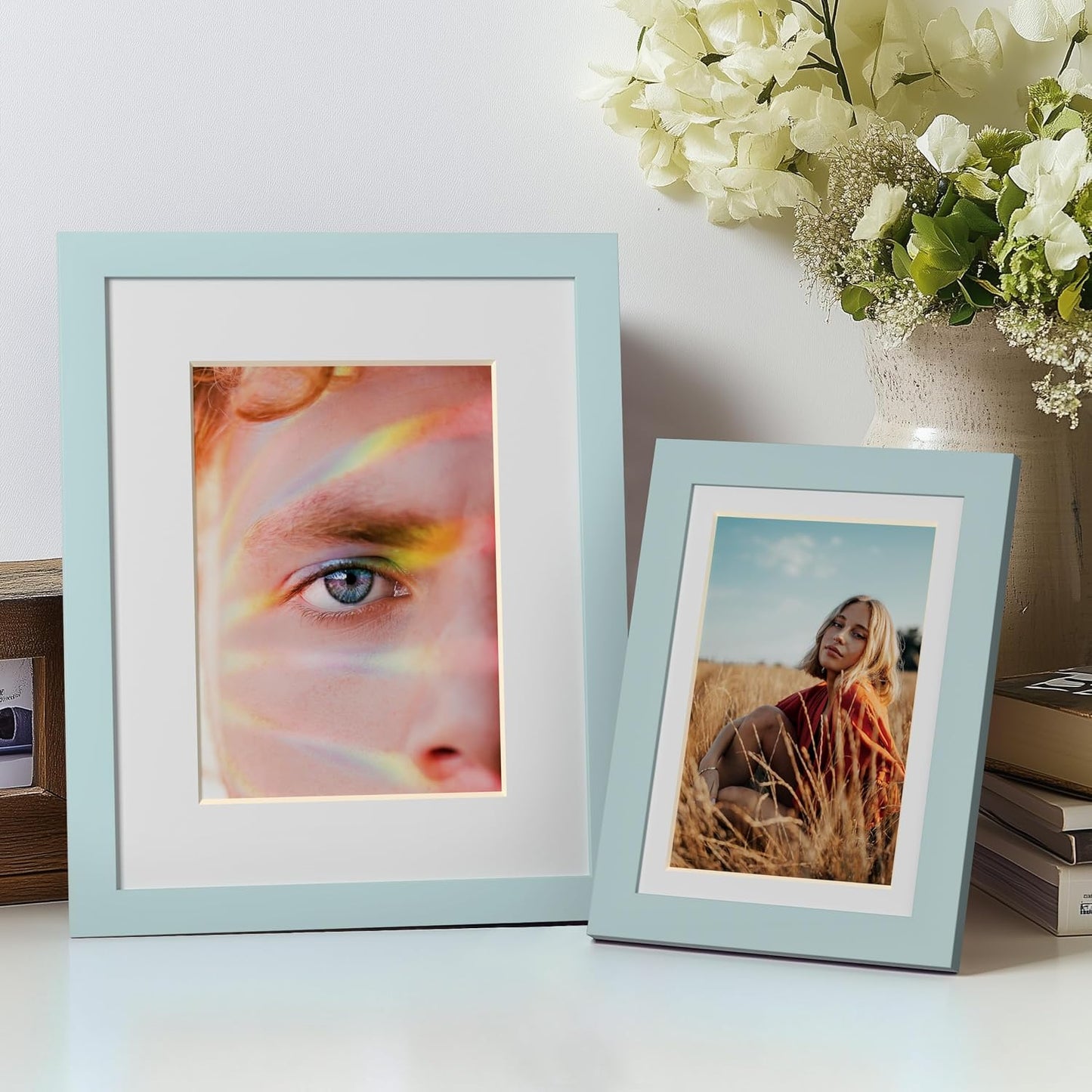 eletecpro 5x7 Picture Frames, Acrylic Cover, Sky Blue, Set of 10 | Display Photo 4x6 with Mat or 5x7 without