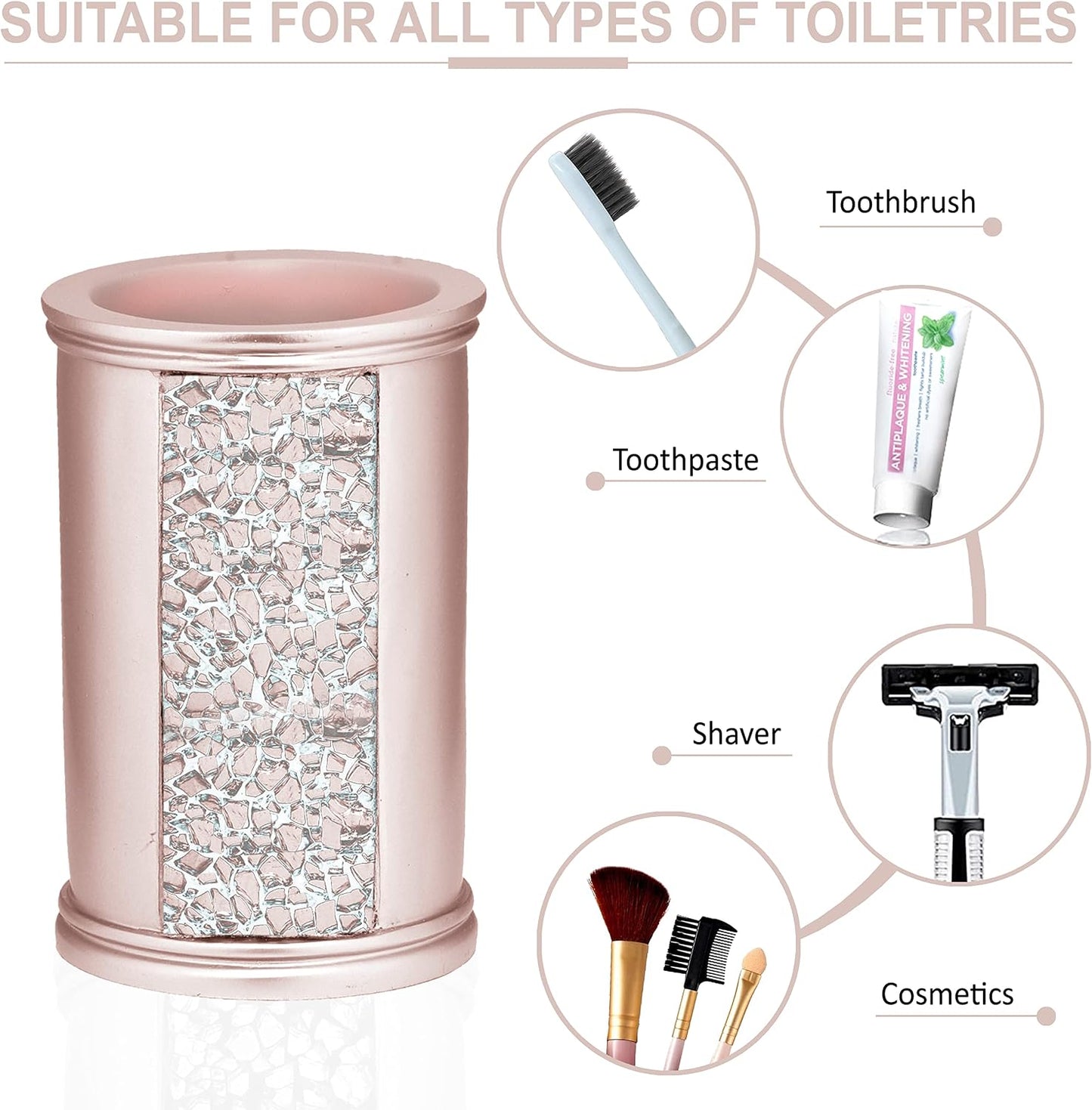 Zahari Home 4pc Sinatra Stylish Bathroom Accessories Set Liquid Soap Dispenser, Tumbler, Tooth Brush Holder and Soap
