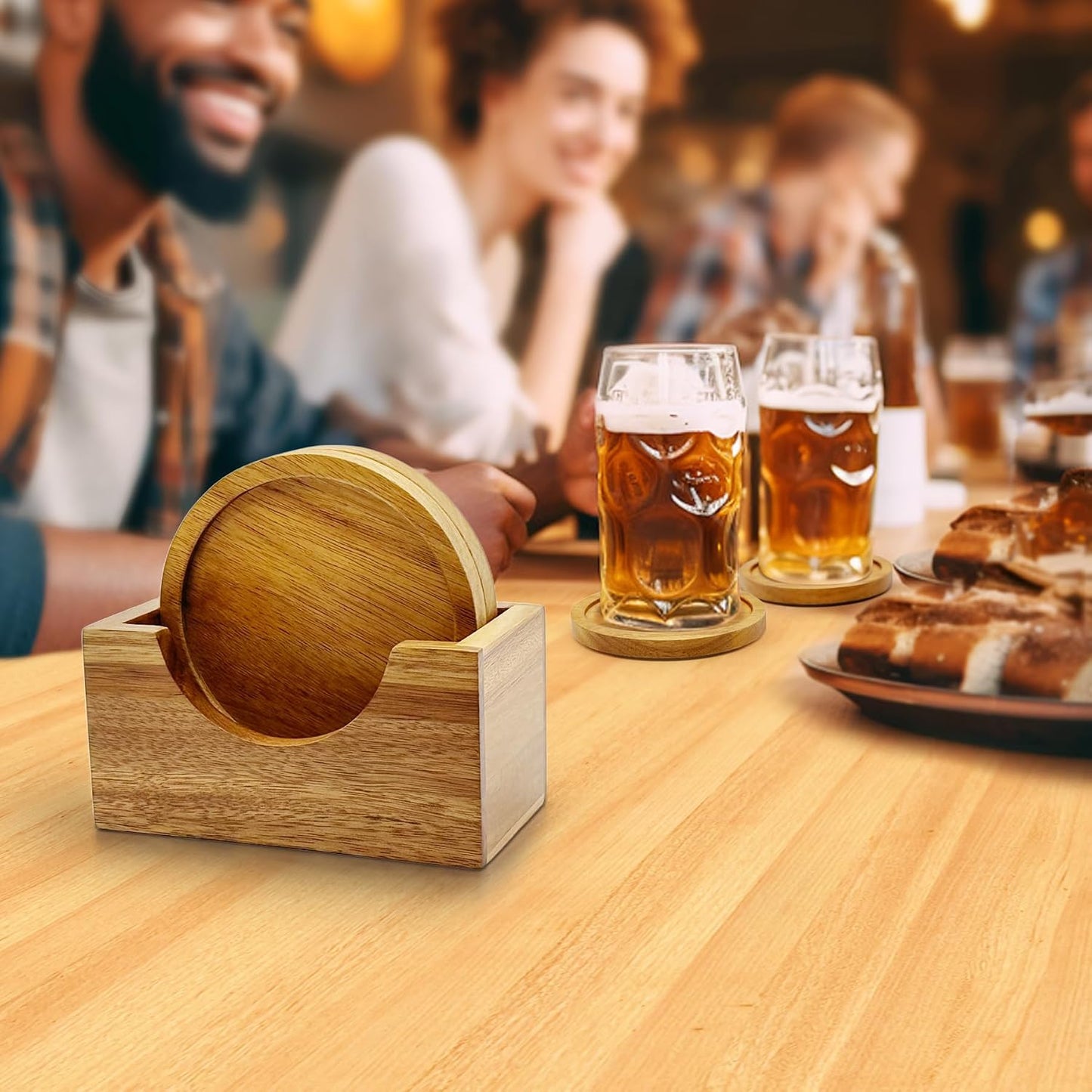 Holder / Acacia Wood Coaster / Set of 4