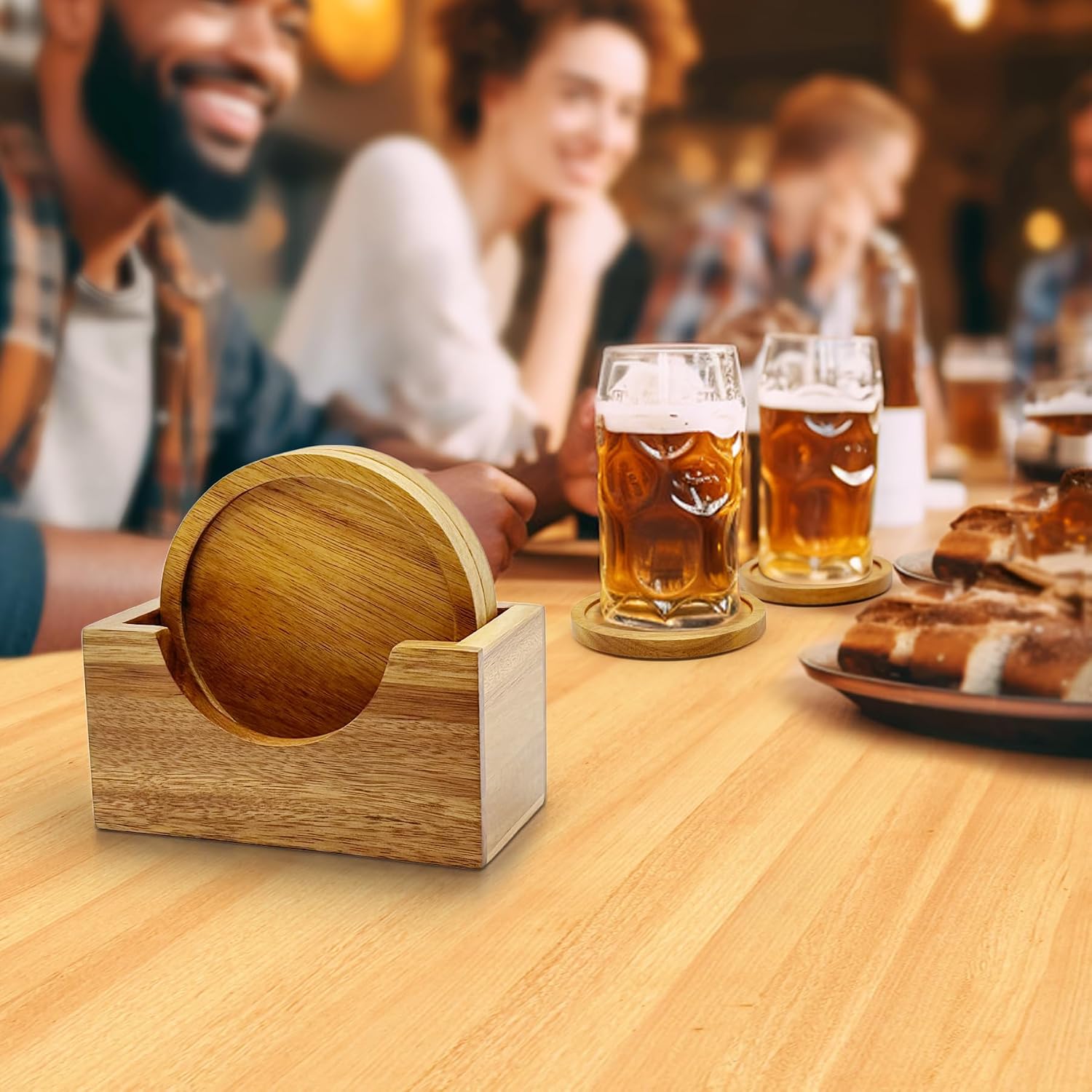 Holder / Acacia Wood Coaster / Set of 4
