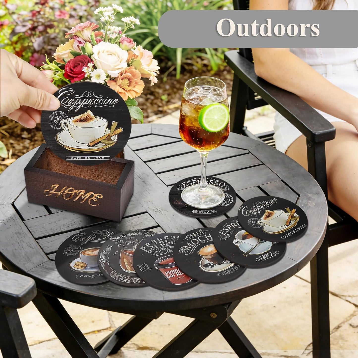 Wood Coffee Coasters / Coffee-black / Set of 6