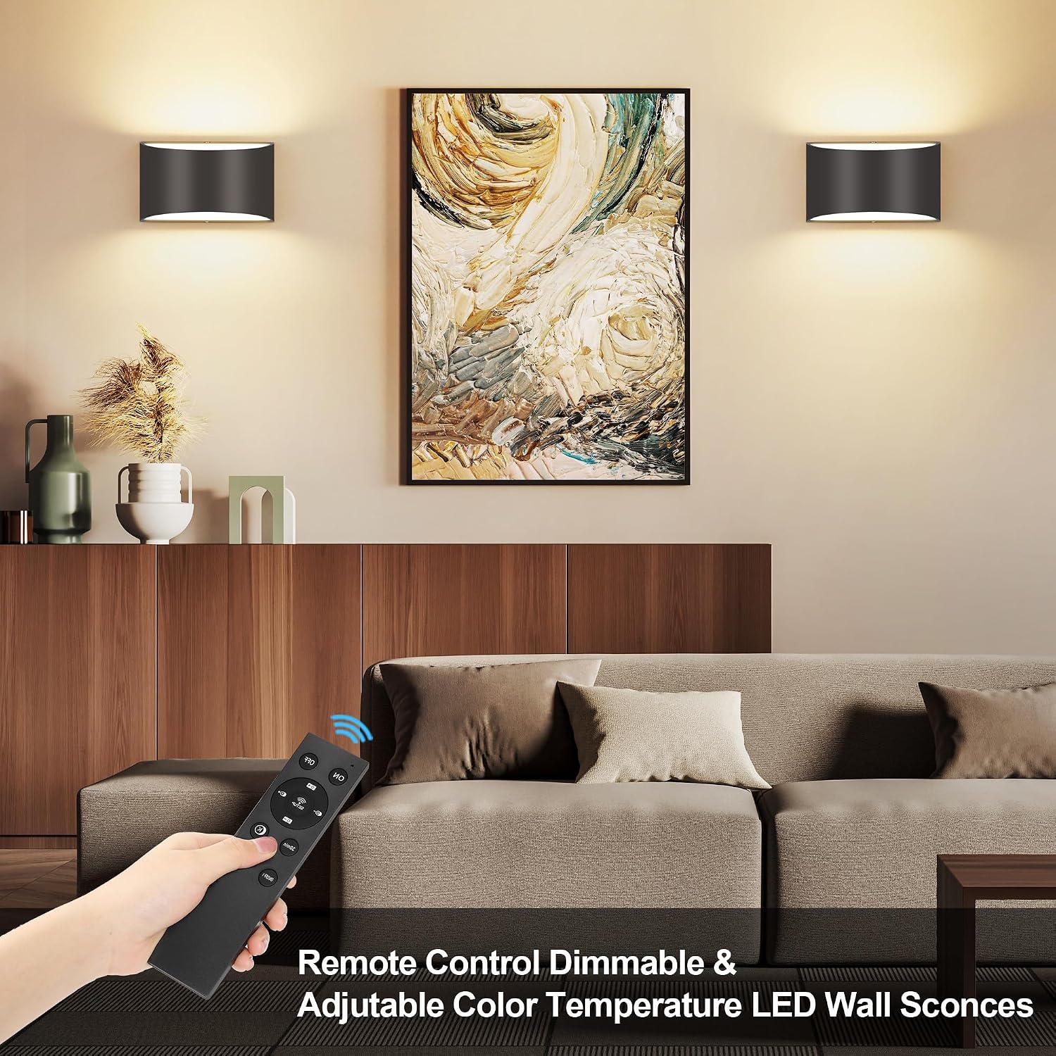TRLIFE Modern LED Wall Sconces, Remote Control Dimmable and Adjustable Color Temperature 3000K~6000K Aluminum 12W
