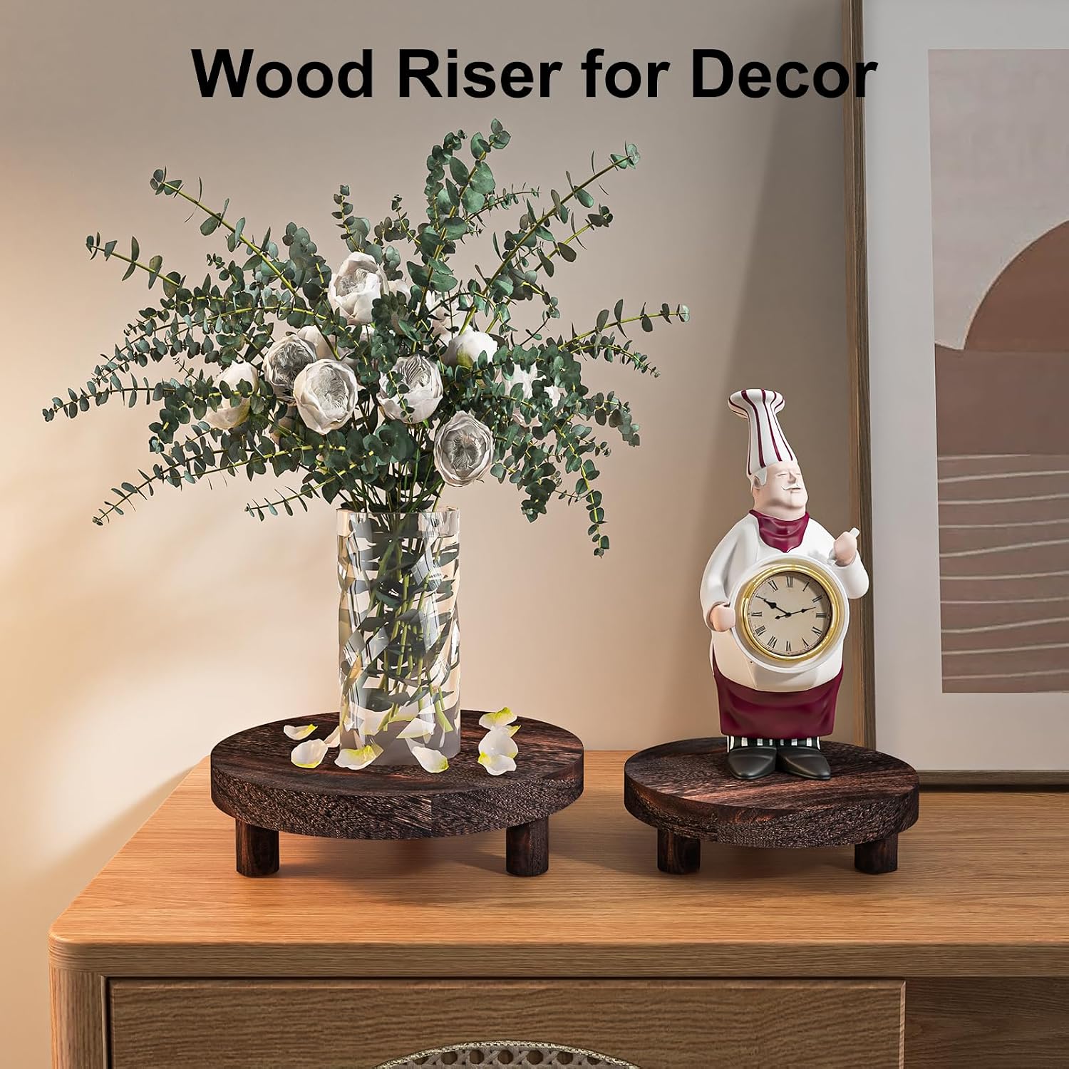Wood Plant Stand Indoor Outdoor / Rustic Brown / Set of 3