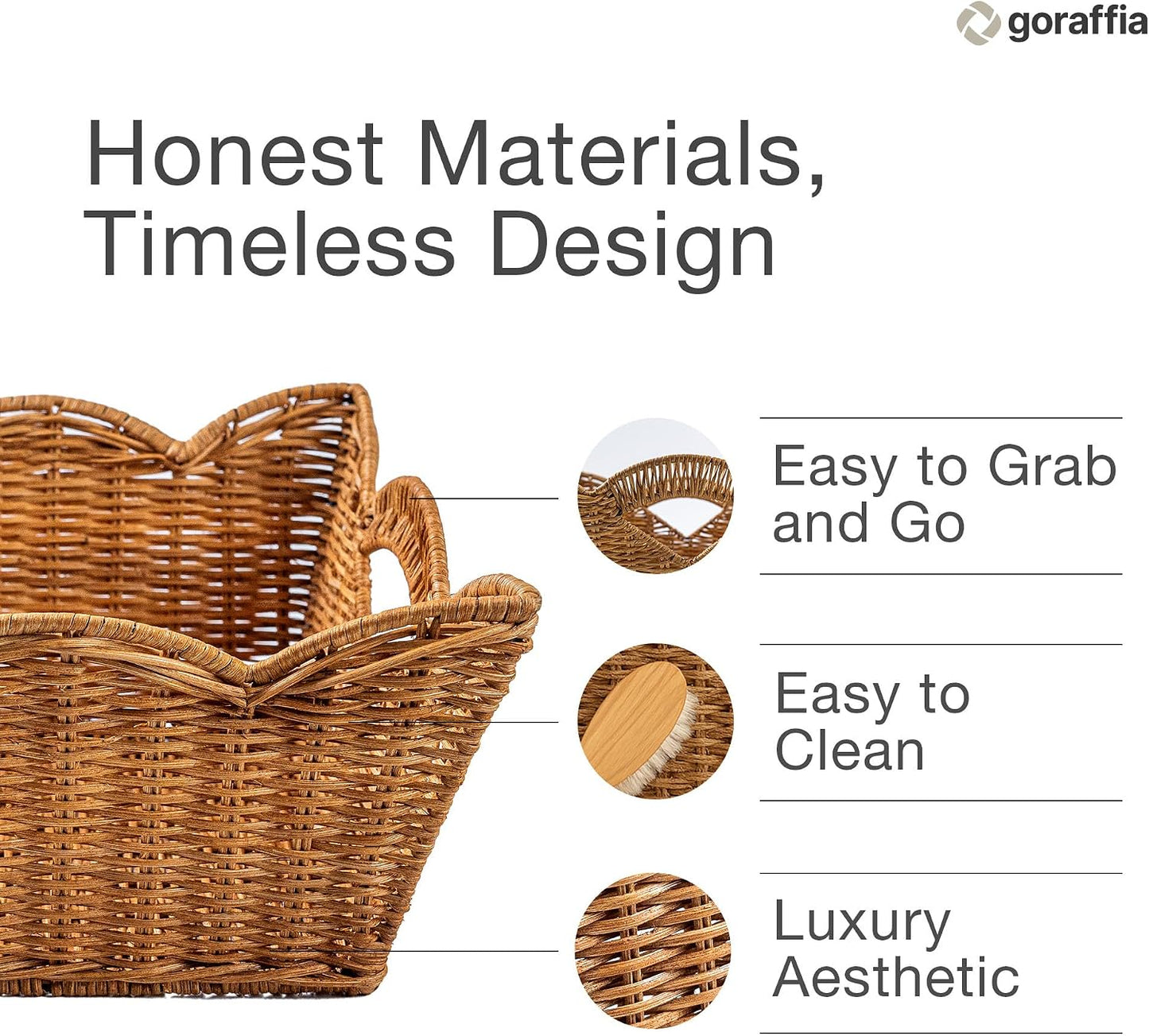 Scalloped Wicker Basket / Honey / 11.5 x 11.5 x 6