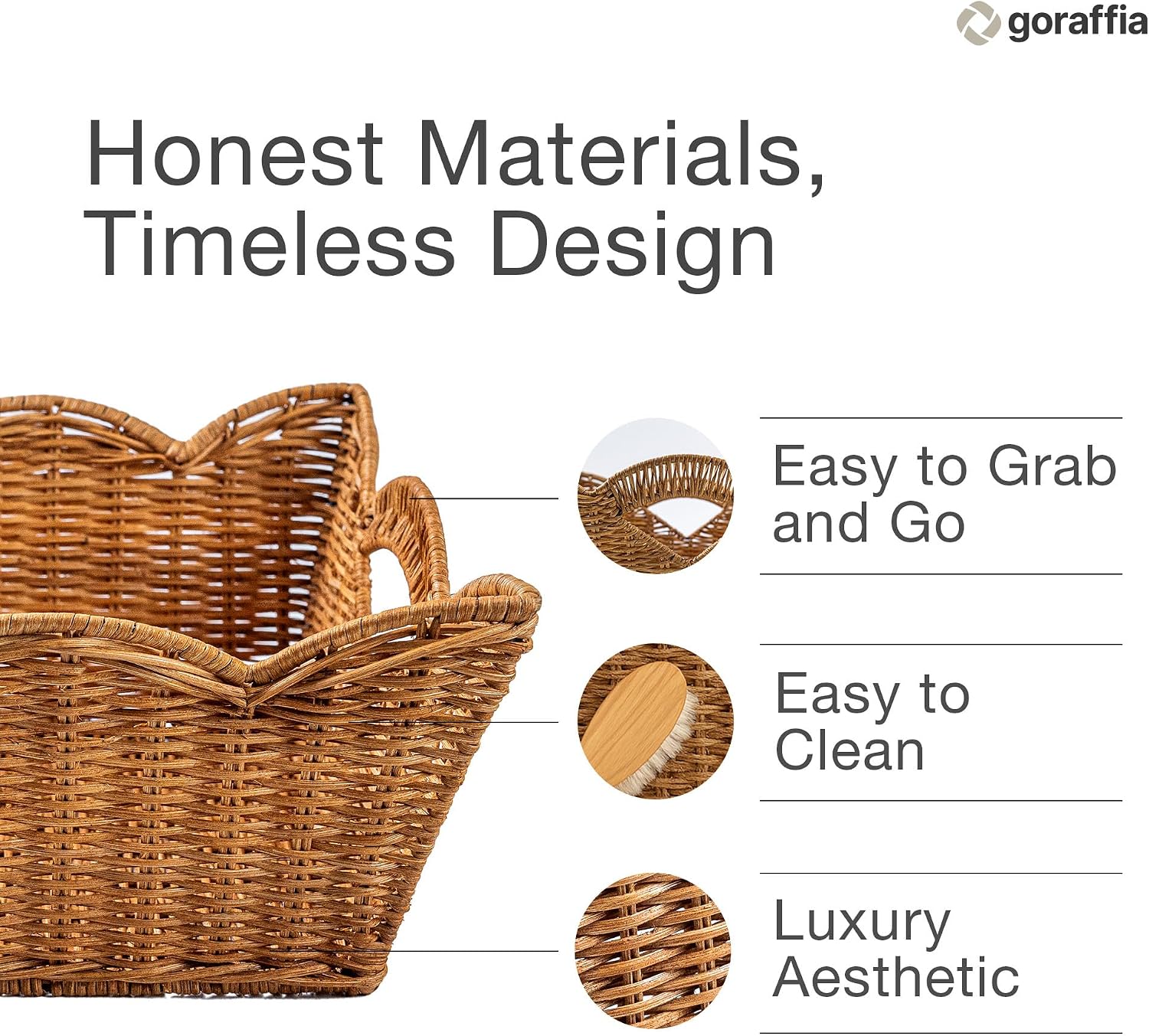 Scalloped Wicker Basket / Honey / 11.5 x 11.5 x 6