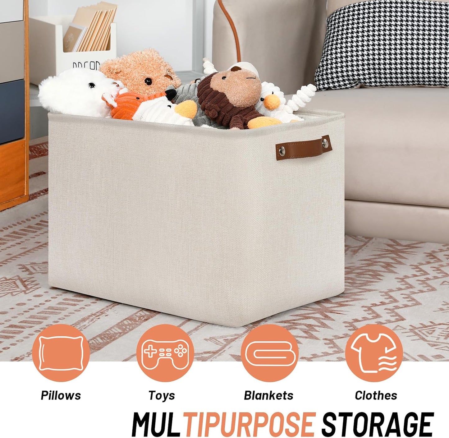 Large Storage Bins / Beige / 16 x 12 x 12 / Upgrated/3p