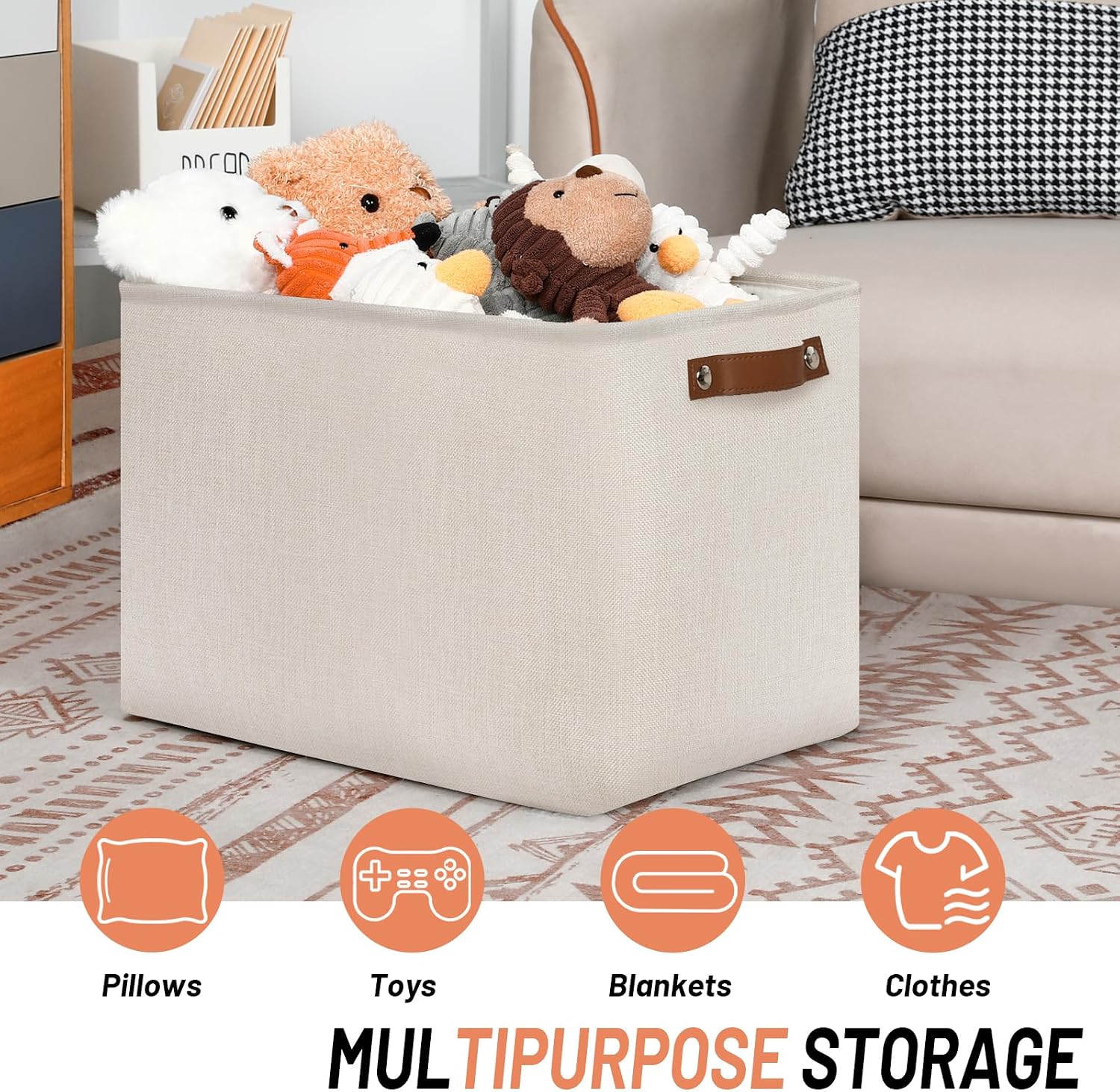 Large Storage Bins / Beige / 16 x 12 x 12 / Upgrated/3p