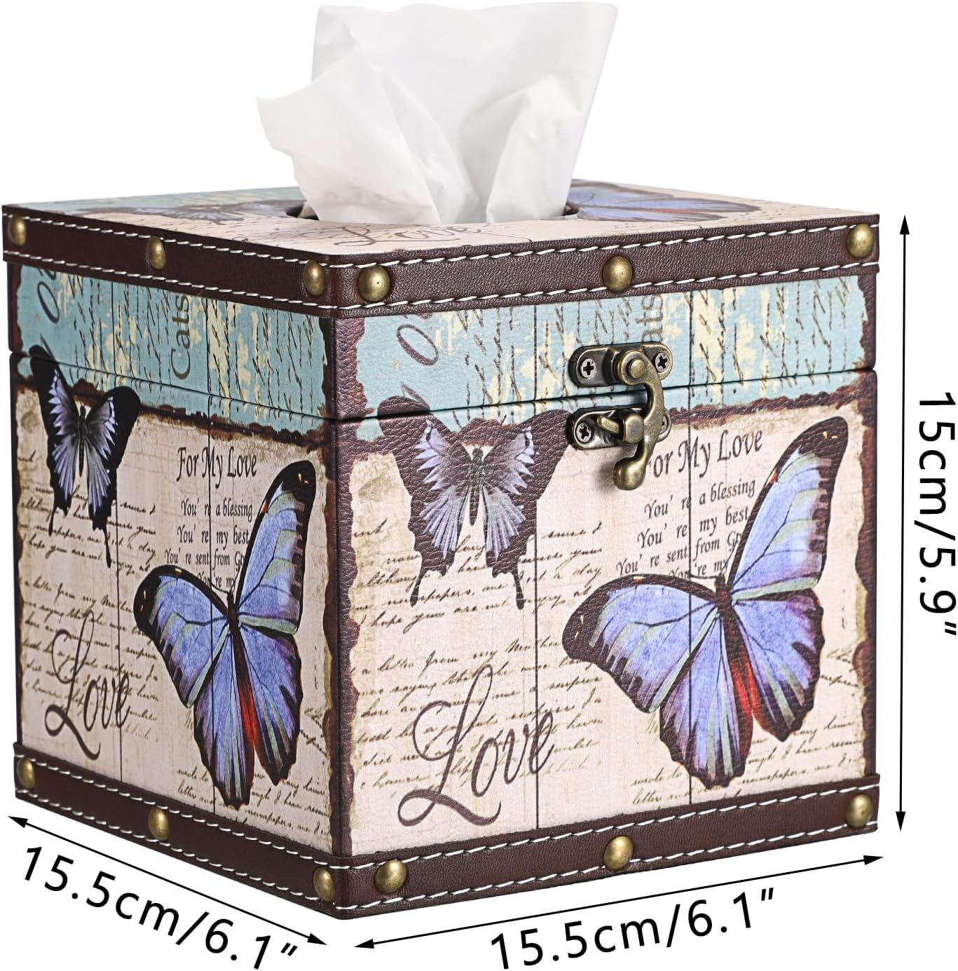 Vintage Tissue Box Cover / Purple Butterfly