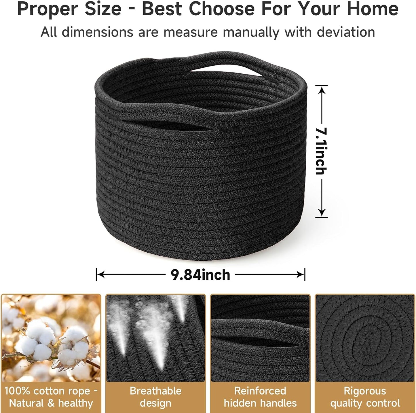 Round Woven Basket / Black / Set of 3