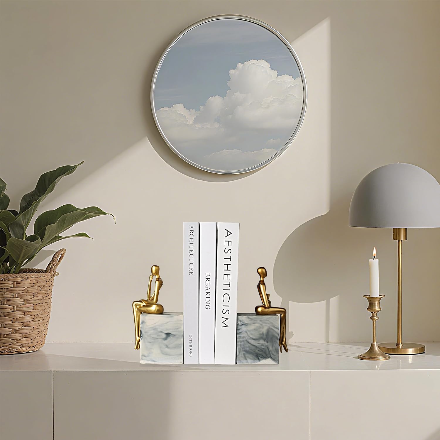 Book Ends / Heavy Duty Abstract Statue Decorative Bookends / Thinker