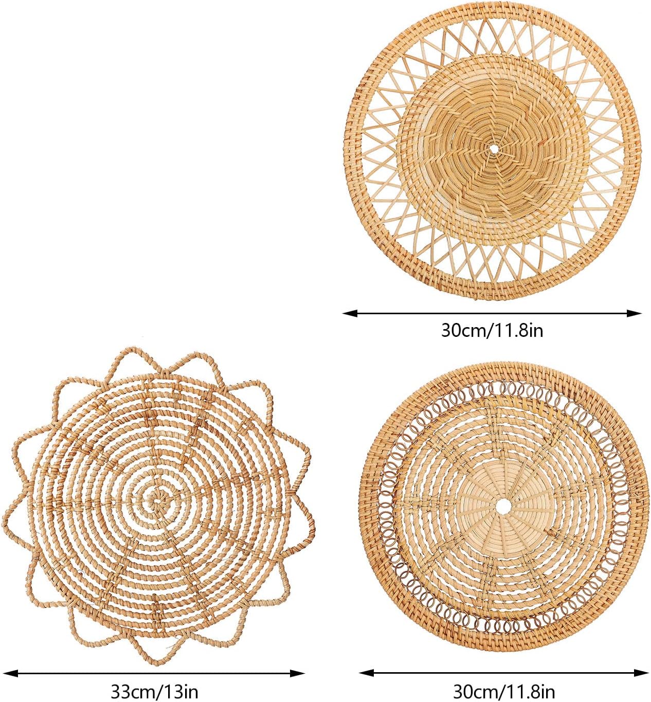 Boho Wall Basket Decor / A / 13"L x 13"W / Natural / Set of 3