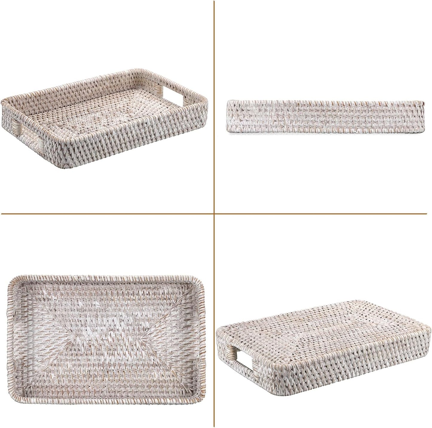 Hand Woven Tray / 11.8 x 7.8 x 1.9 / Whitewash