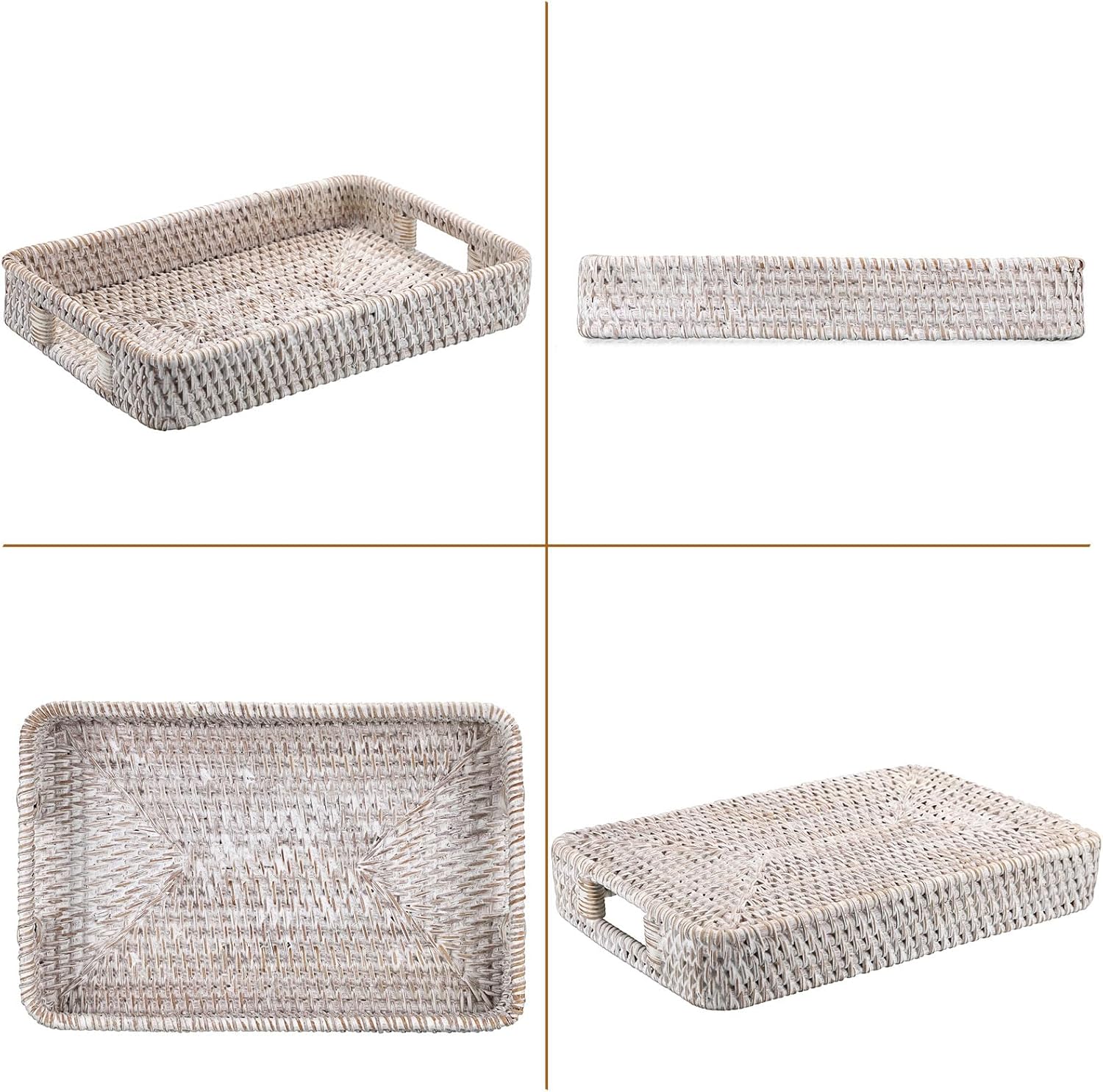 Hand Woven Tray / 11.8 x 7.8 x 1.9 / Whitewash
