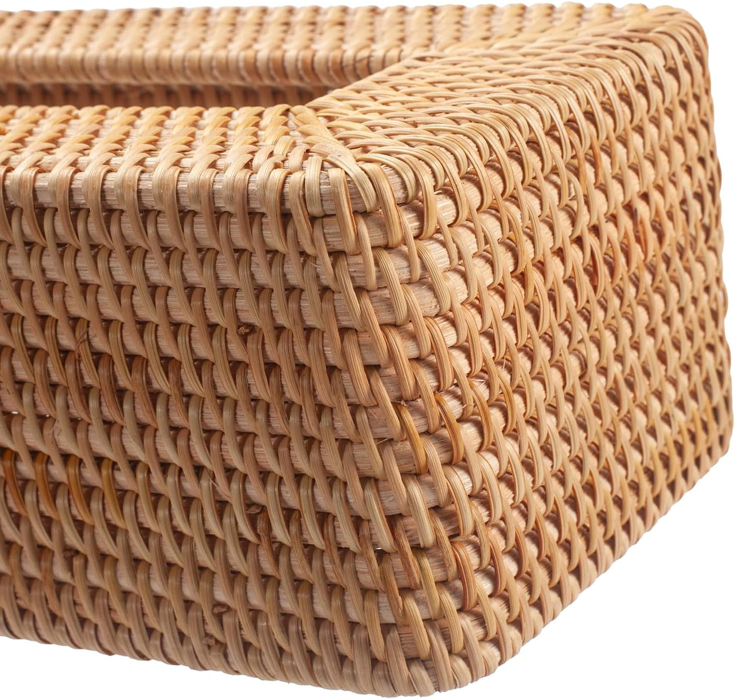 Rattan Tissue Box Cover Woven Facial Napkin Holder Rectangular / Natural / 10 x 6.1 x 4.1