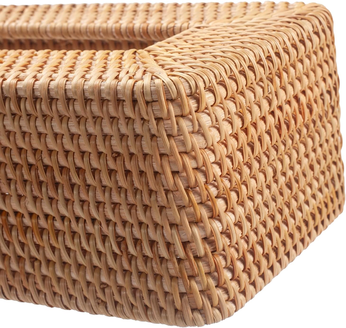 Rattan Tissue Box Cover Woven Facial Napkin Holder Rectangular / Natural / 10 x 6.1 x 4.1