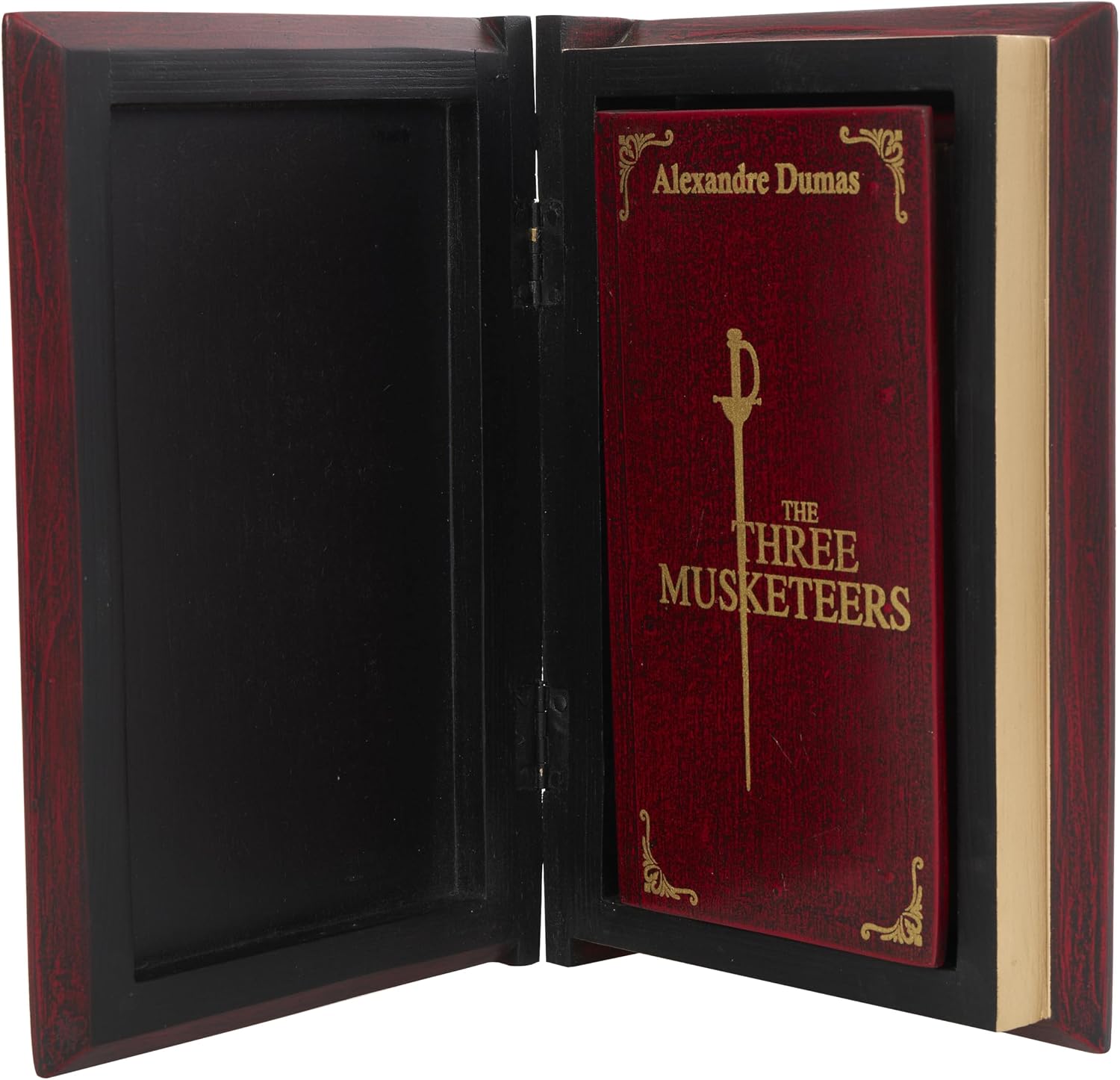 Wooden Decorative Box "The Three Musketeers" Storage Faux Book / Red / 11", 9"W / Set of 2