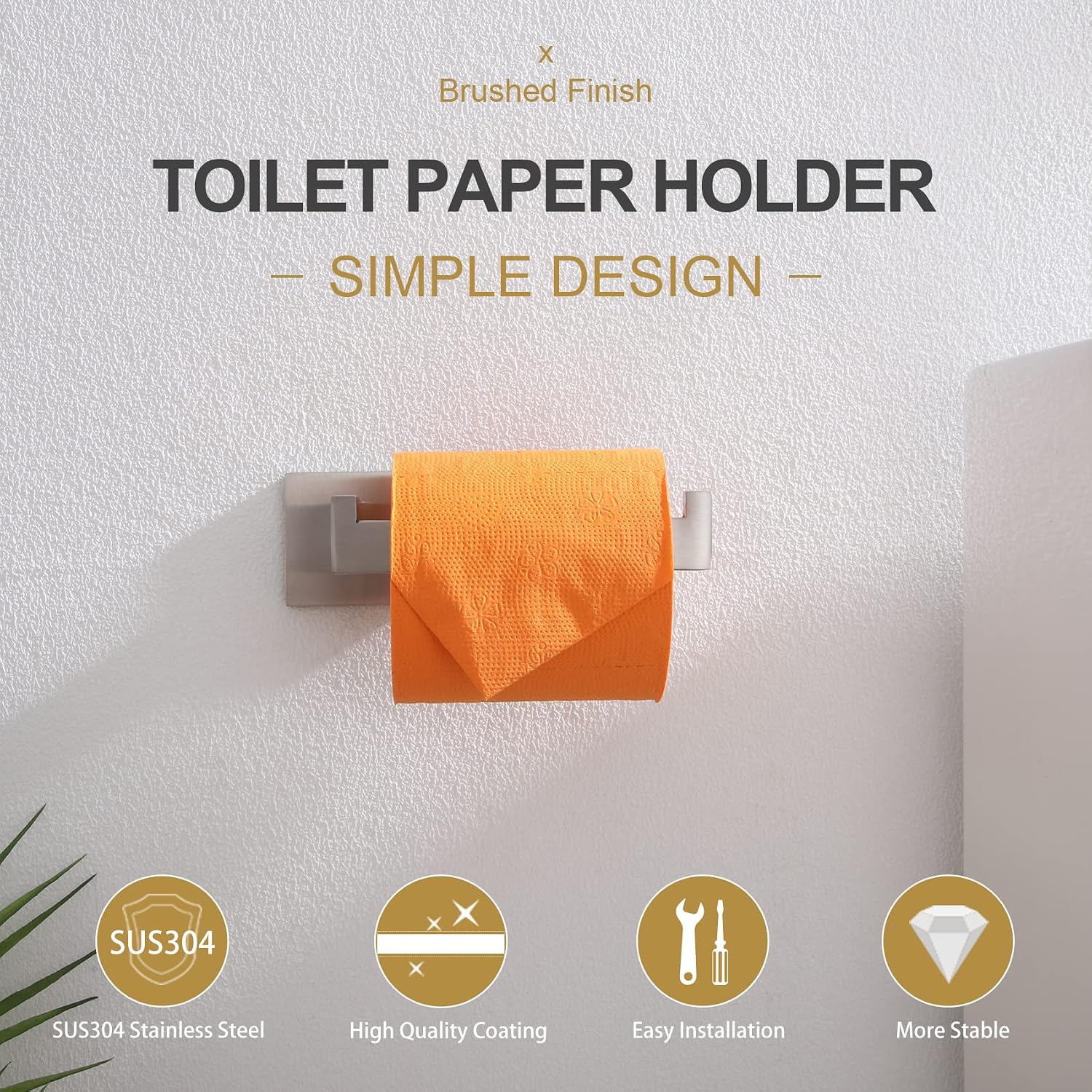 KOKOSIRI Toilet Paper Roll Holder Brushed Nickel Toilet Paper Holder Stainless Steel for Kitchen Bathroom Dispenser