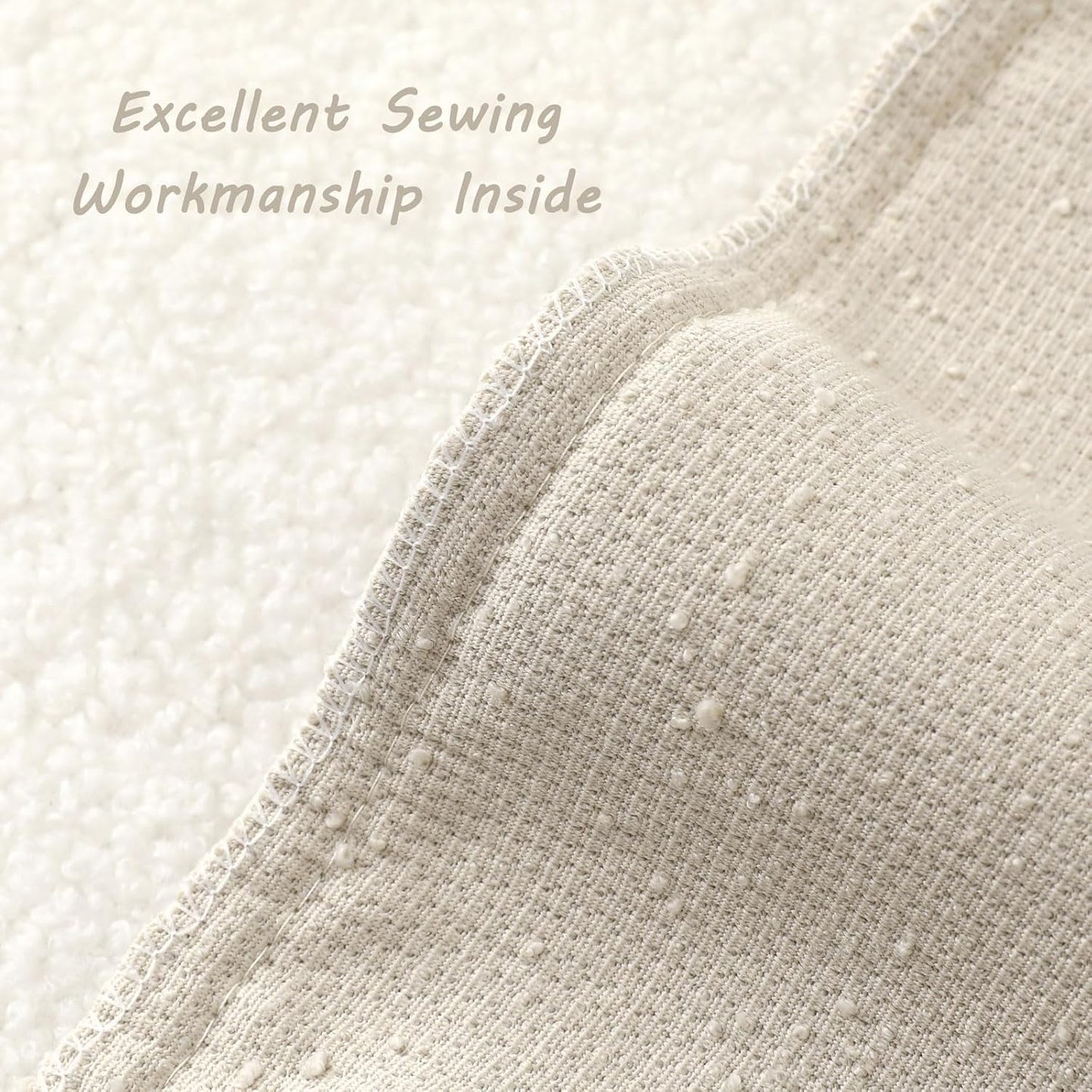 Decorative Throw Pillow Covers Soft Solid Boucle Textured Cushion Case / Beige / 18 x 18 / Set of 2
