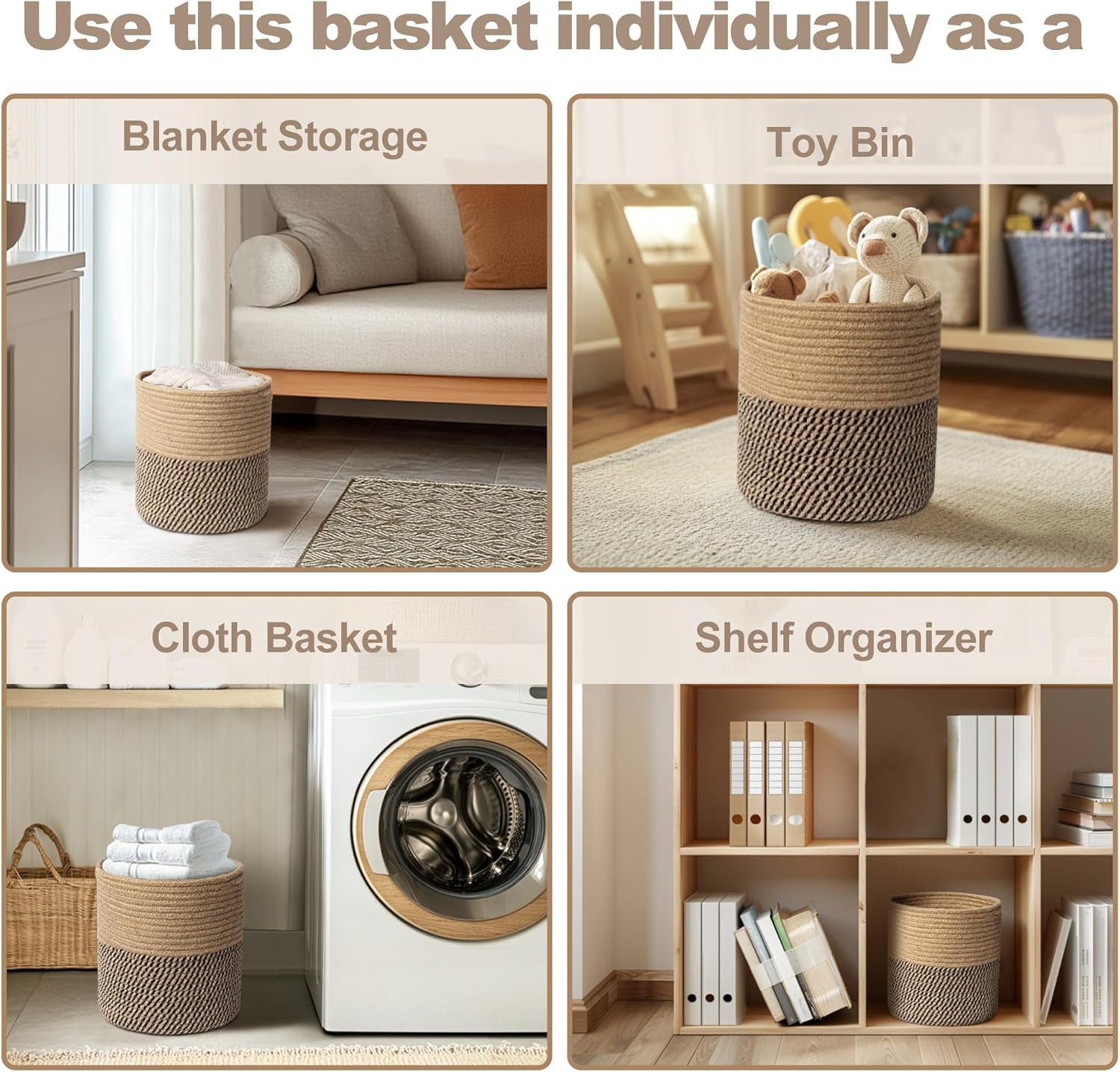 Bamboo Wood Stand / Jute Black Stripes