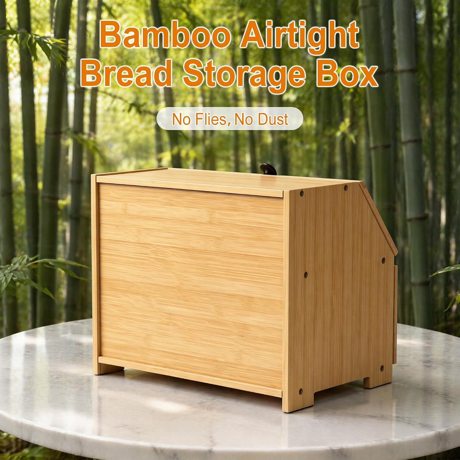Bamboo Bread Box for Kitchen Countertop, Large Bread Storage Container Bin 2 Layer Breadbox Holder for Kitchen Counter