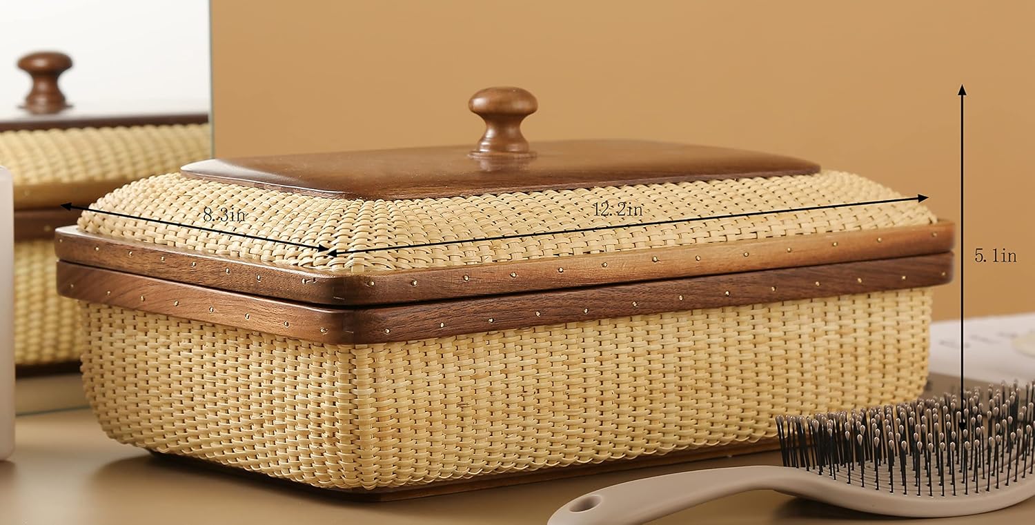 Lid Handmade Nantucket basket Cane staves finely-woven / Black Walnut Height5.1in