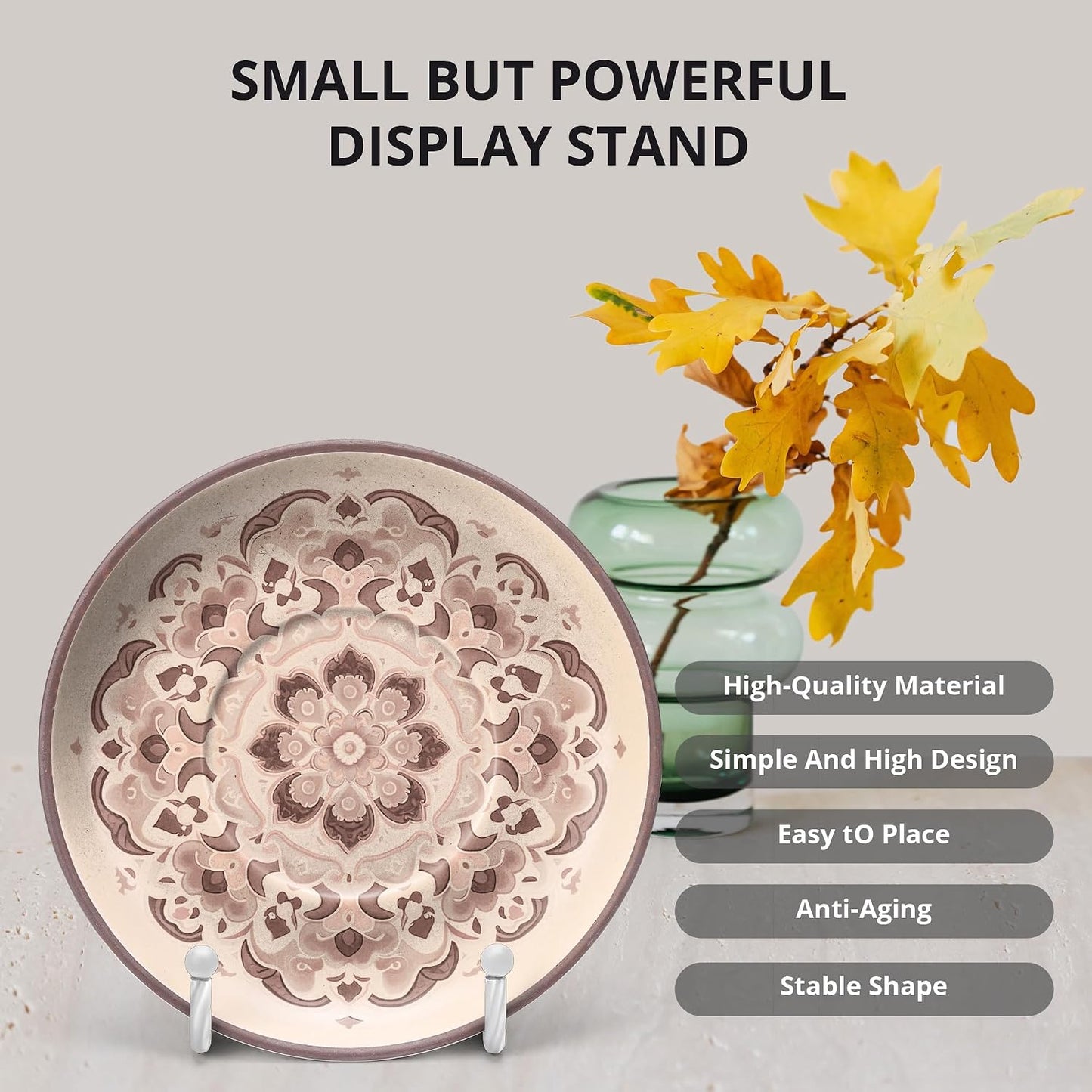 Metal Plate Stands for Display / White / 6 Inch / Set of 3