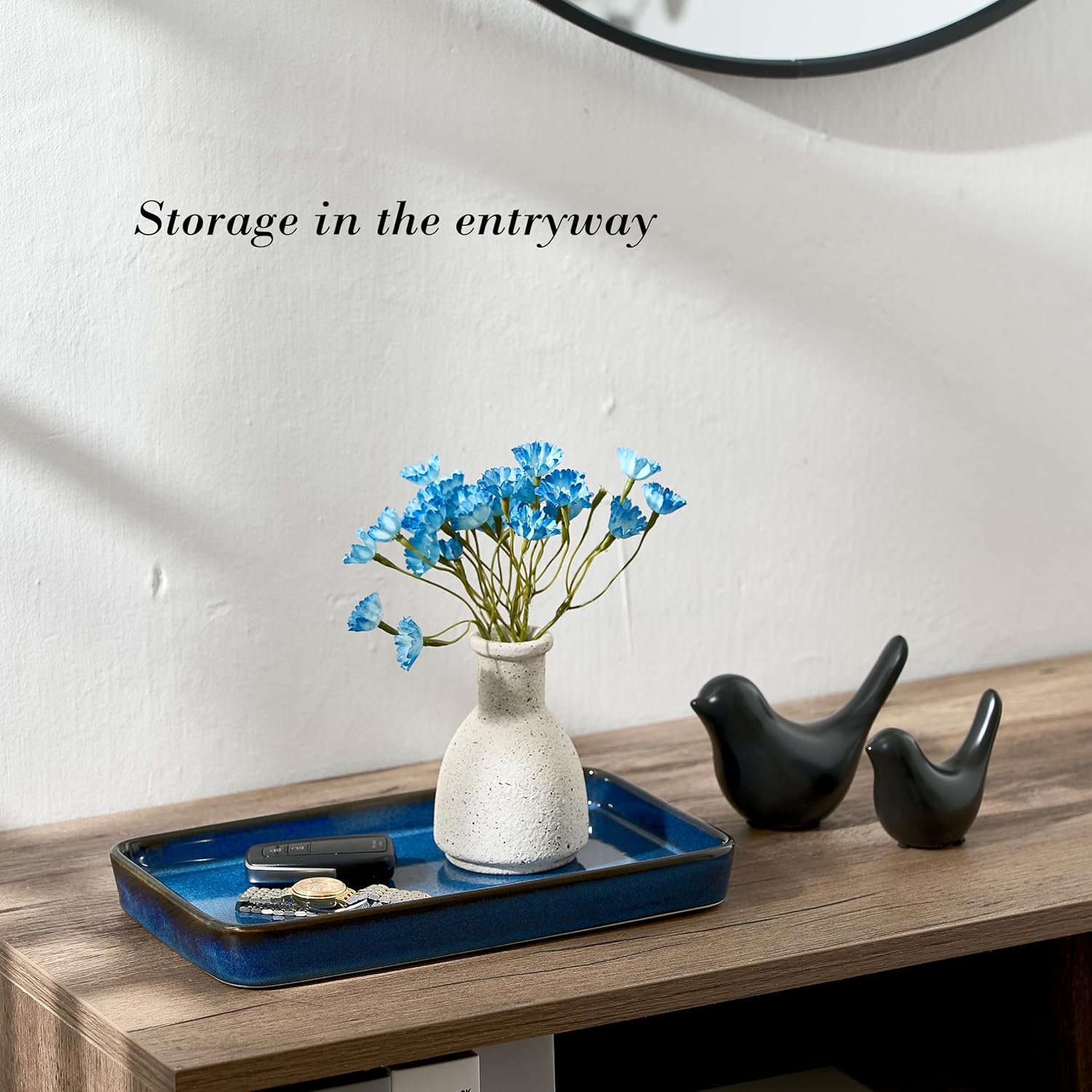 Bathroom Vanity Tray for Countertop- Ceramic Decorative / Kiln-transformed Blue-1 Pc / 10 x 6 x 1