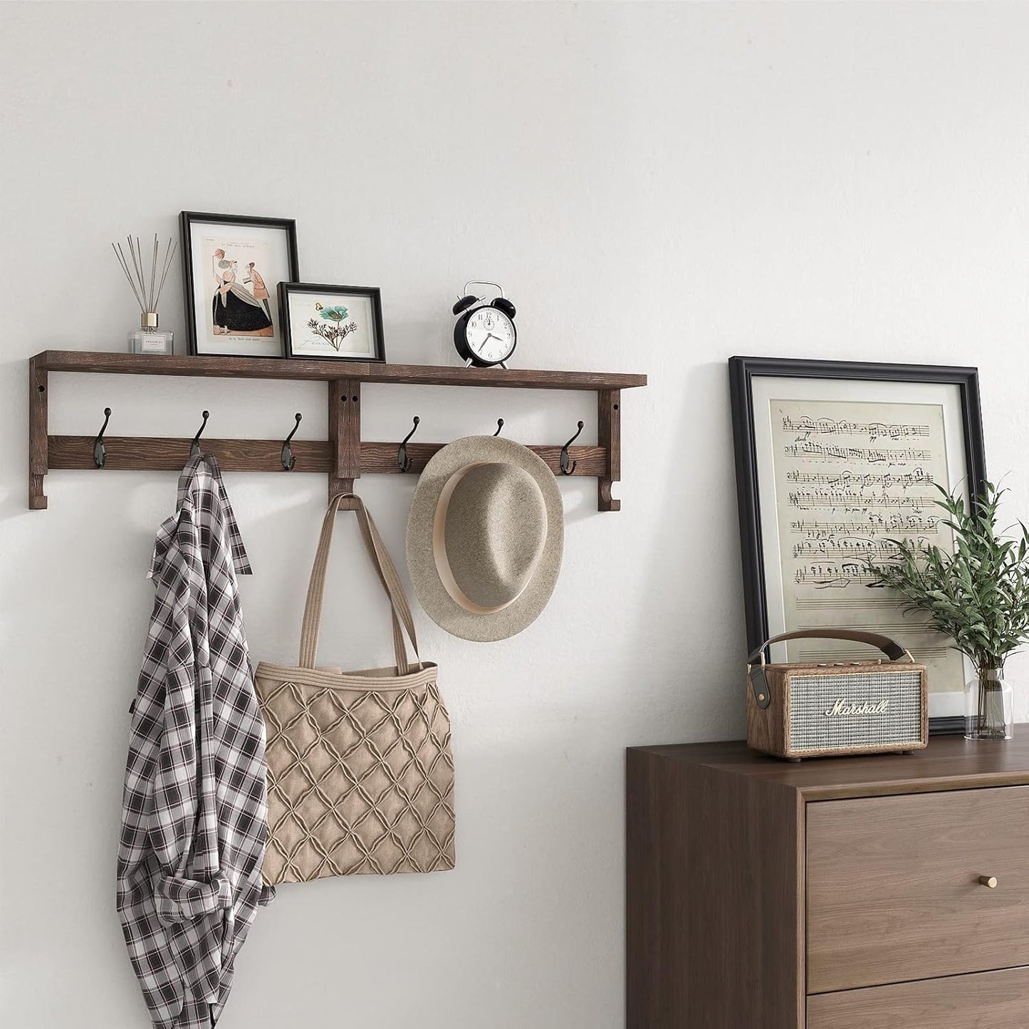 Wood Rack Wall-Mounted / 31.6 Inch / Brown / 31.5 Inch