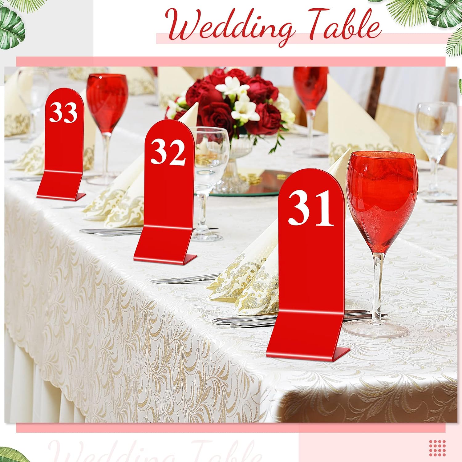50 Pcs Table Numbers 1-50 Acrylic Double Sided Number Cards for Restaurant Acrylic Tent Table Holders Tent Cards