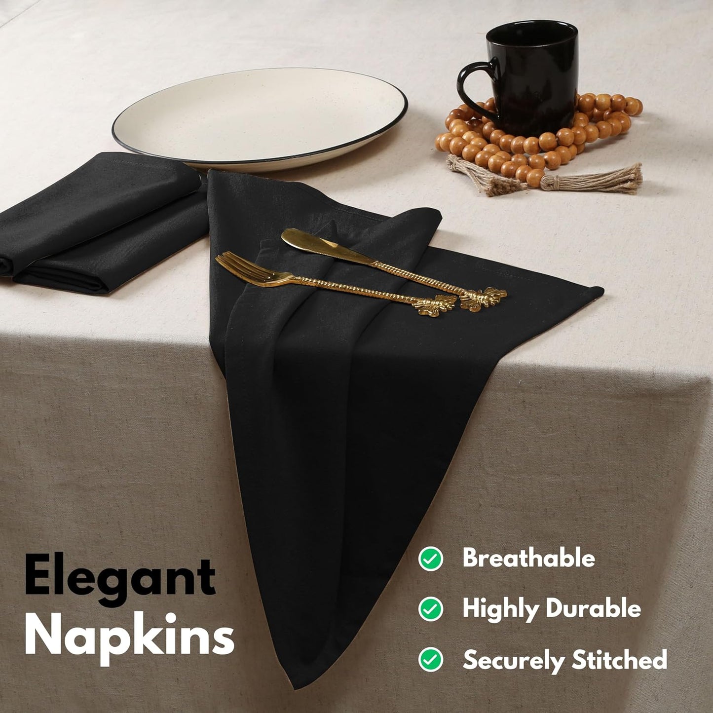 Native Fab Cloth Napkin Set of 12, 100% Cotton, Washable, Reusable Dinner Cloth Napkin 17x17 inches, Table Decor