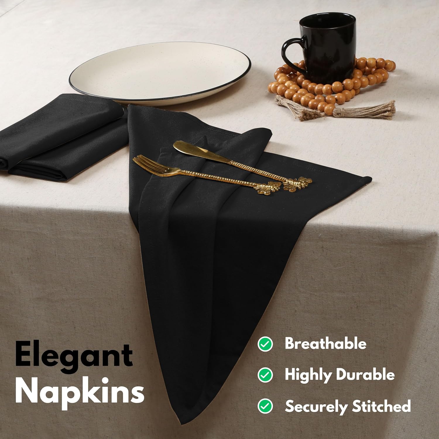Native Fab Cloth Napkin Set of 12, 100% Cotton, Washable, Reusable Dinner Cloth Napkin 17x17 inches, Table Decor