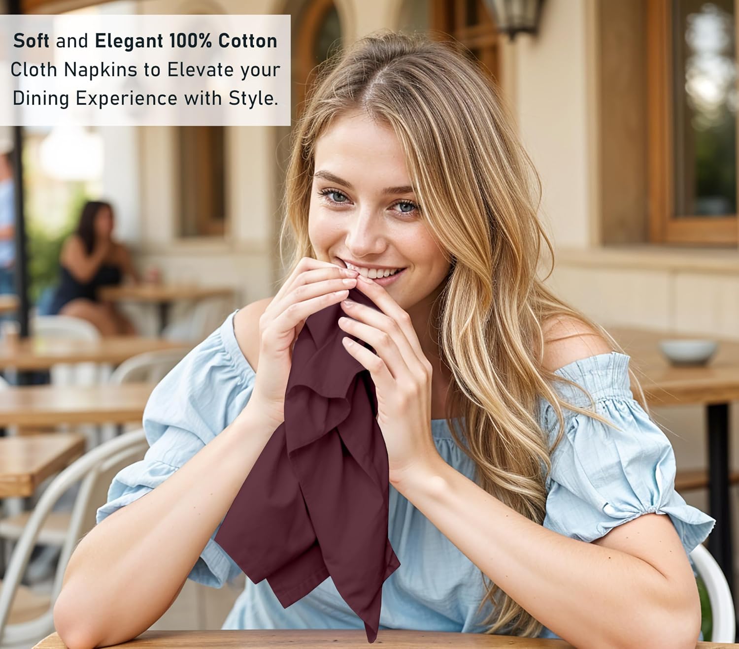 Ruvanti Cloth Napkins Set of 12, 100% Cotton 18”x18” - Burgundy | Washable, Soft, Durable & Absorbent Everyday Napkins.