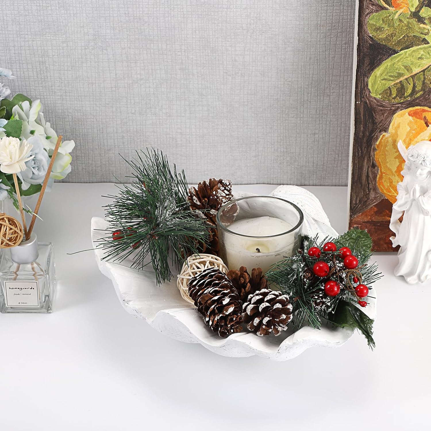 Resin Seashell Decorative Bowl / White / 9.8 x 8.3 x 3.5