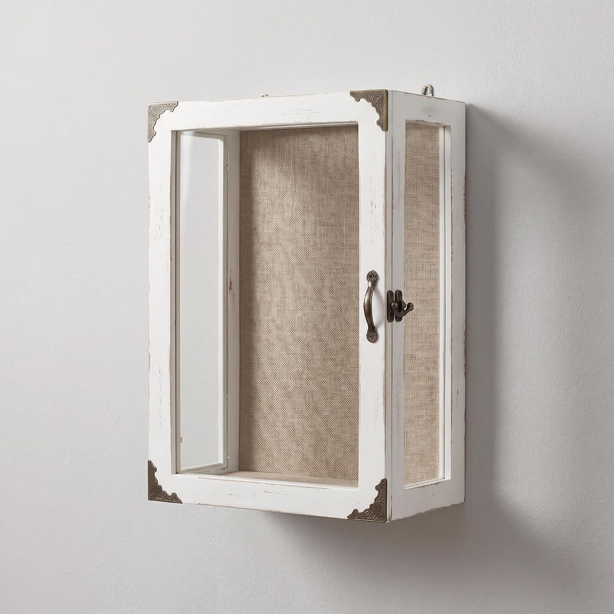 Shadow Box Display Case 11x14 Deep with Glass on 4 Sides, White Solid Wood Memory Box with 6.2" Overall Depth, Wall