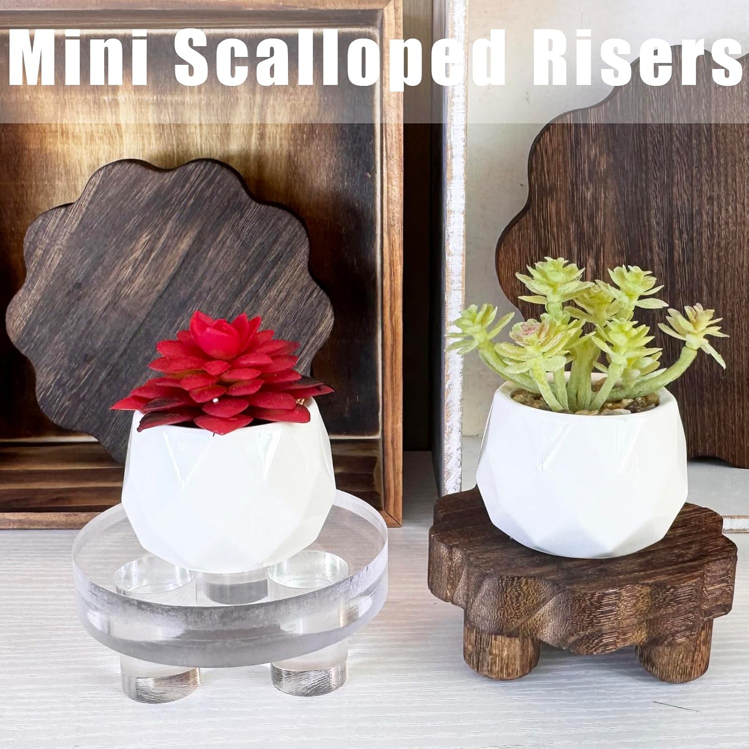 Mini Wooden Stands / Dark Brown / 7.87/5.9/4 Inch / Set of 3