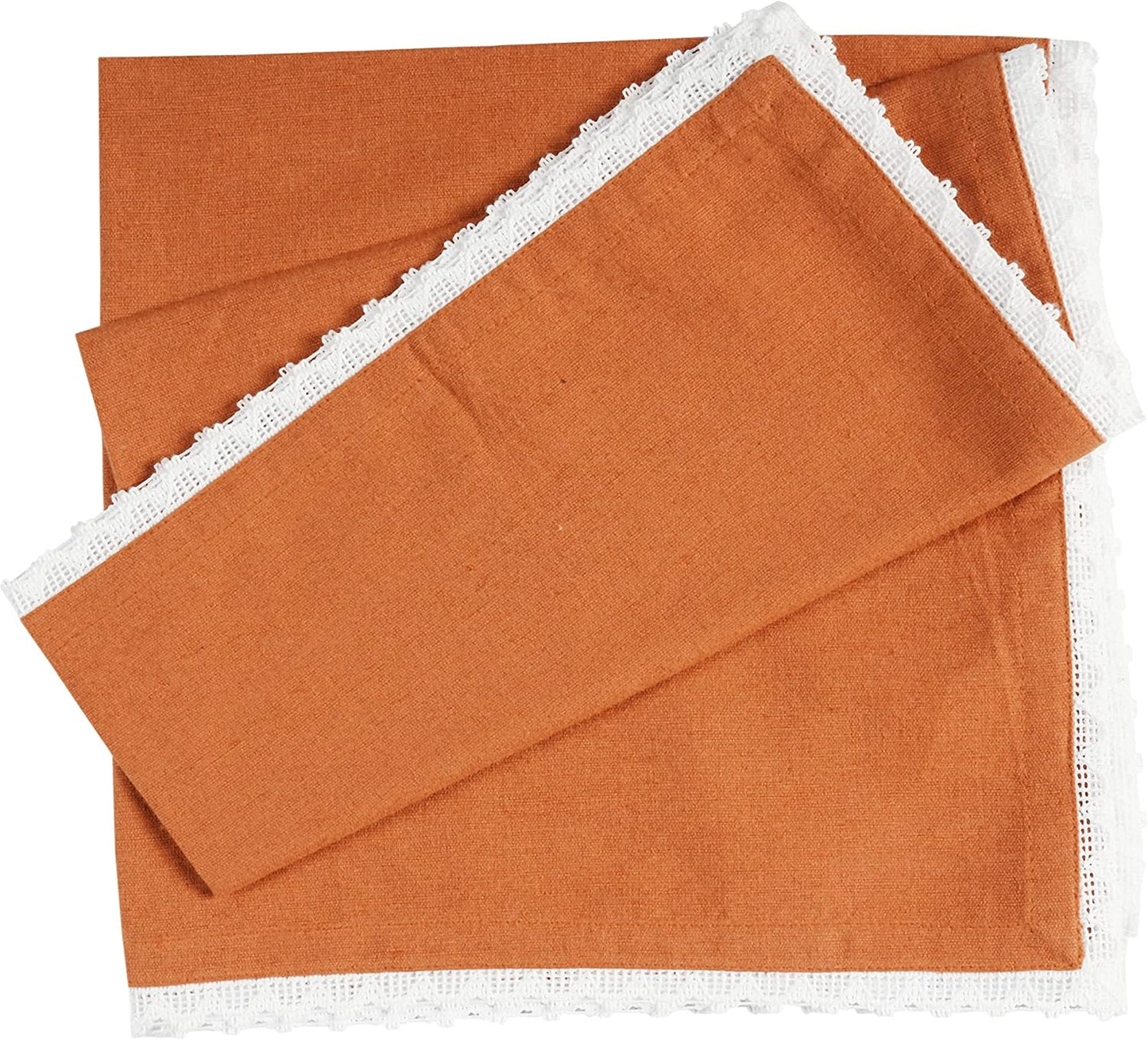 NATURALCRAFT 20X20 inch Oversized cloth Napkins Cotton linen 12 Pack Premium Quality Mitered Corners With Elegant Lace