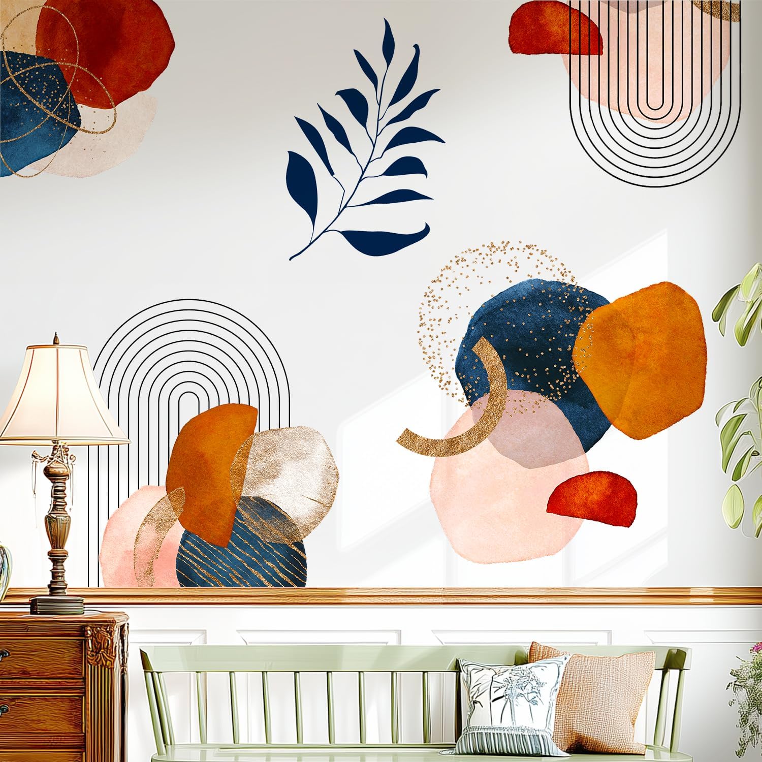 Boho Mid-Century Modern Wall Decals Peel and Stick / Boho#2 / Large