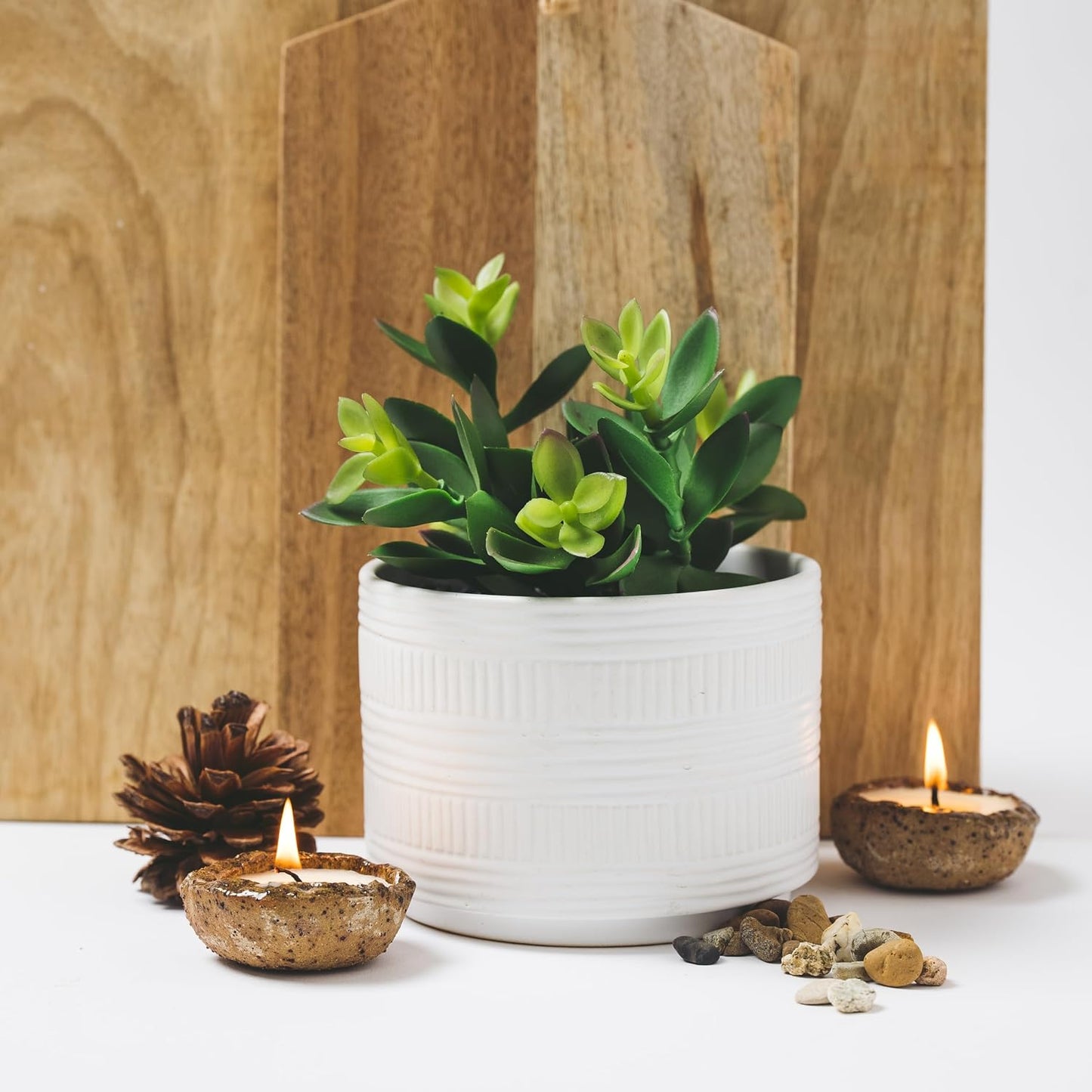 Artificial Plant in Matte Ceramic Pot / White