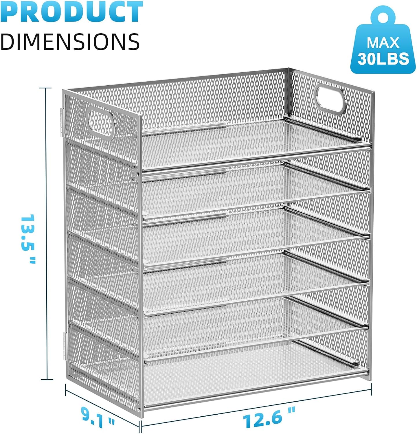 Marbrasse Paper Letter Tray - 6 Tier Mesh File Organizer with Handle, Paper Sorter for Letter/A4 Office File Folder