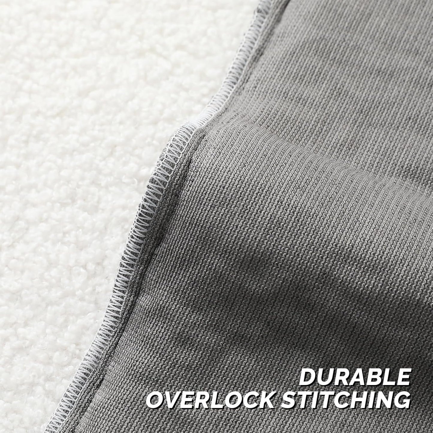 Furry Faux Fur Teddy Boucle Textured Cushion Covers / Charcoal / 16 x 16 / Set of 2