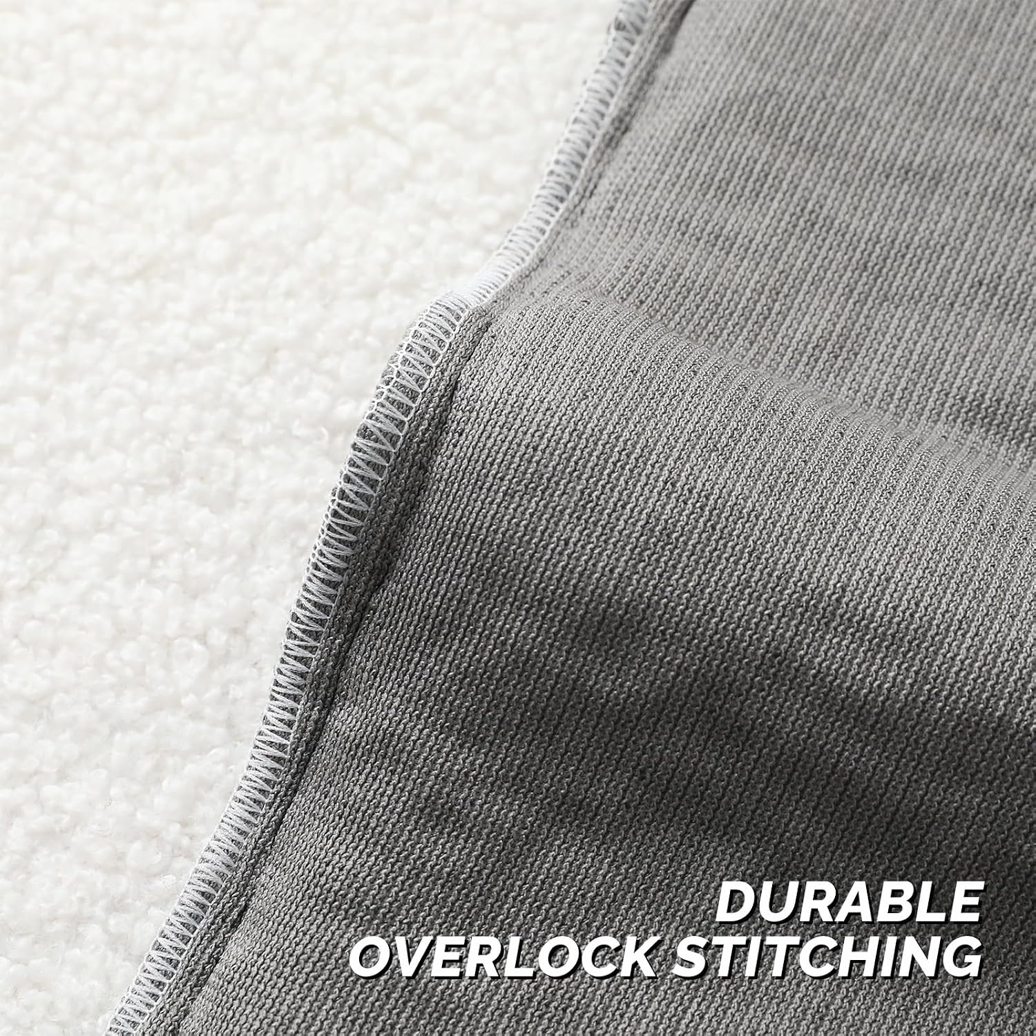 Furry Faux Fur Teddy Boucle Textured Cushion Covers / Charcoal / 16 x 16 / Set of 2