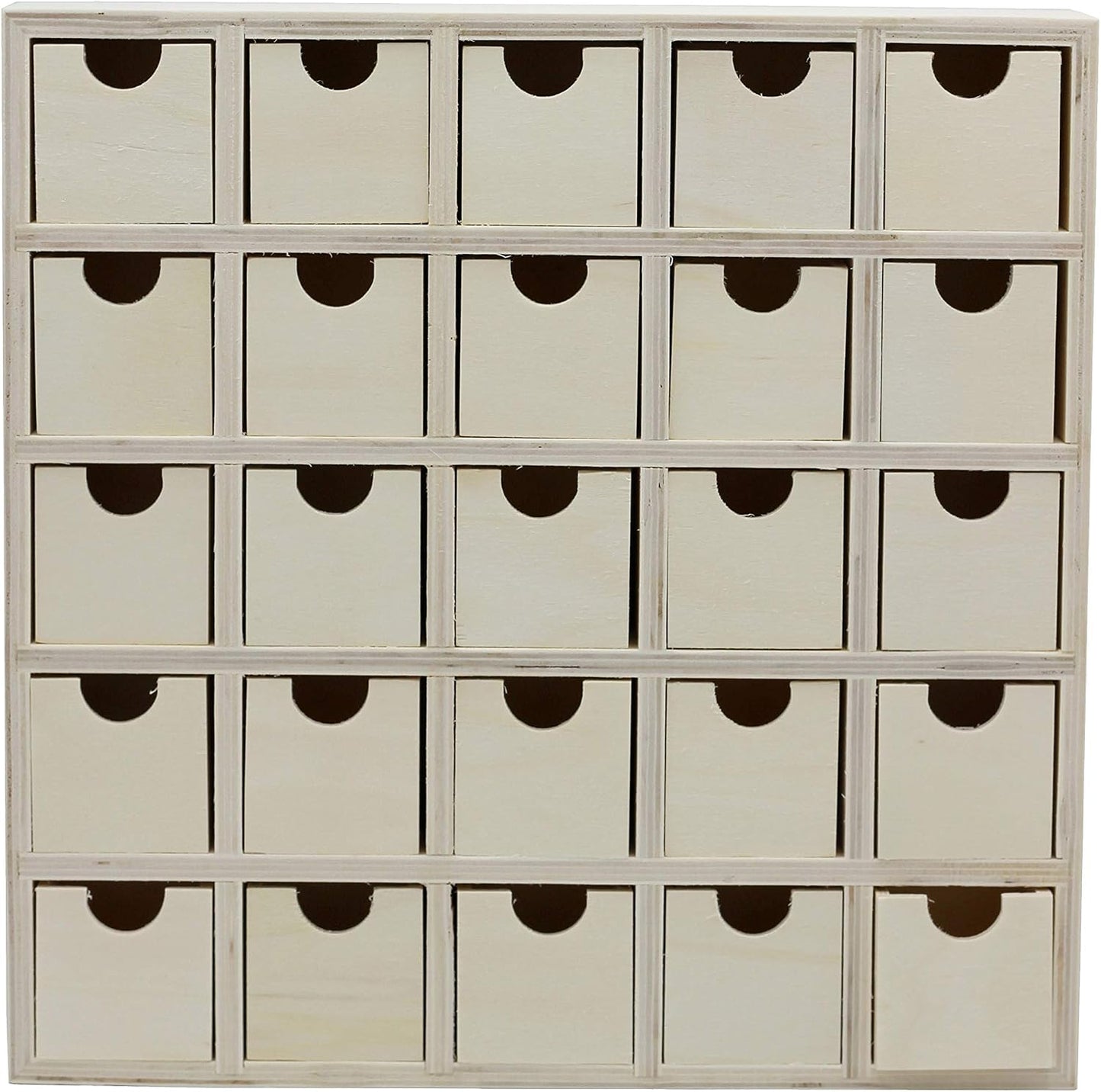 Creative Hobbies 25 Drawer Wooden Advent Calendar, DIY Unfinished Storage Box, Ready to Decorate, Pre Assembled