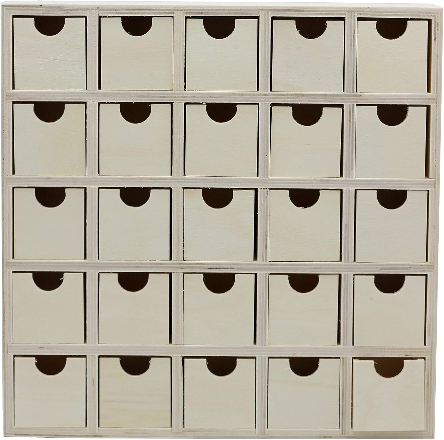 Creative Hobbies 25 Drawer Wooden Advent Calendar, DIY Unfinished Storage Box, Ready to Decorate, Pre Assembled