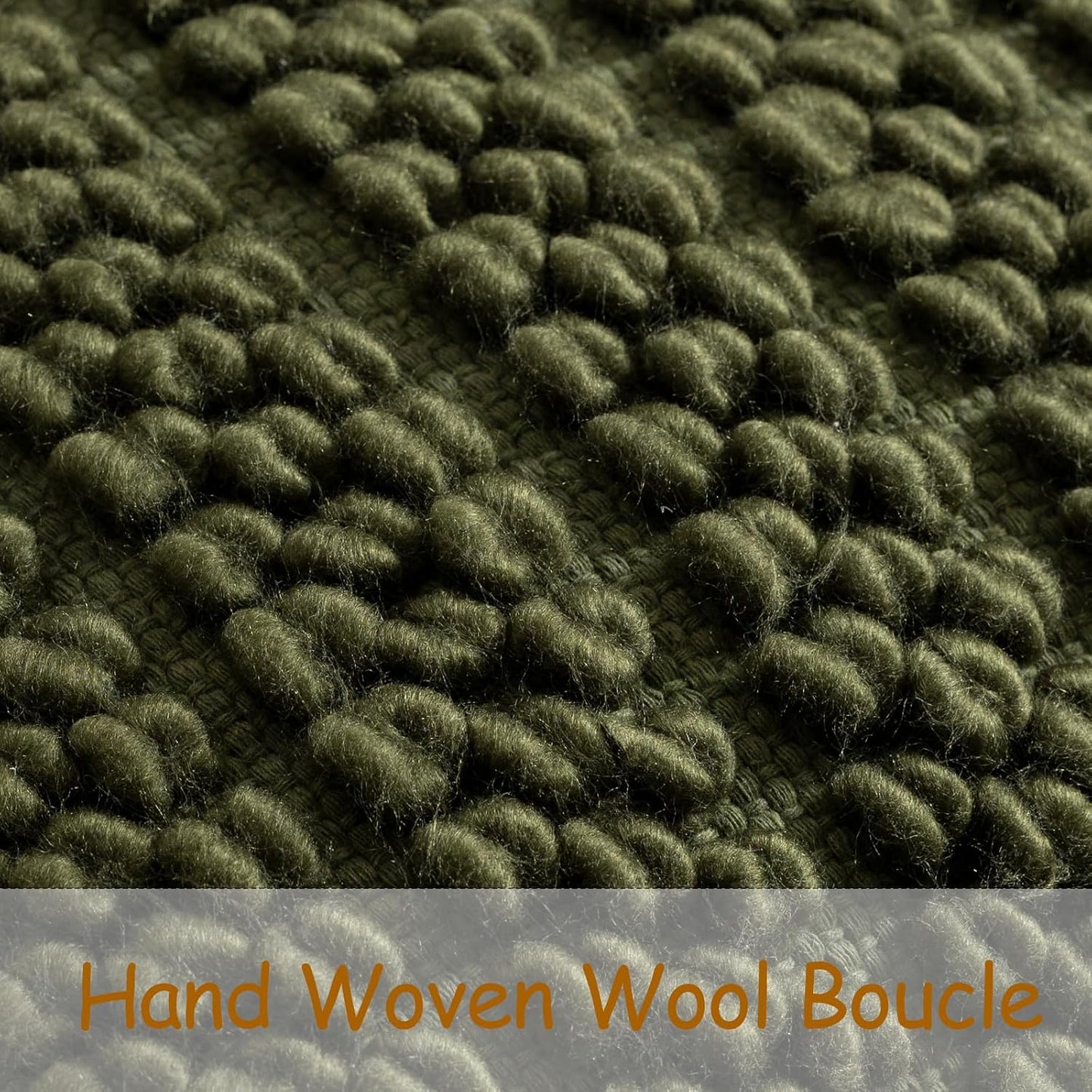 Wool Boucle Throw Pillow Cover Chic Accents Square Textured Decorative / Olive Green / 18 x 18