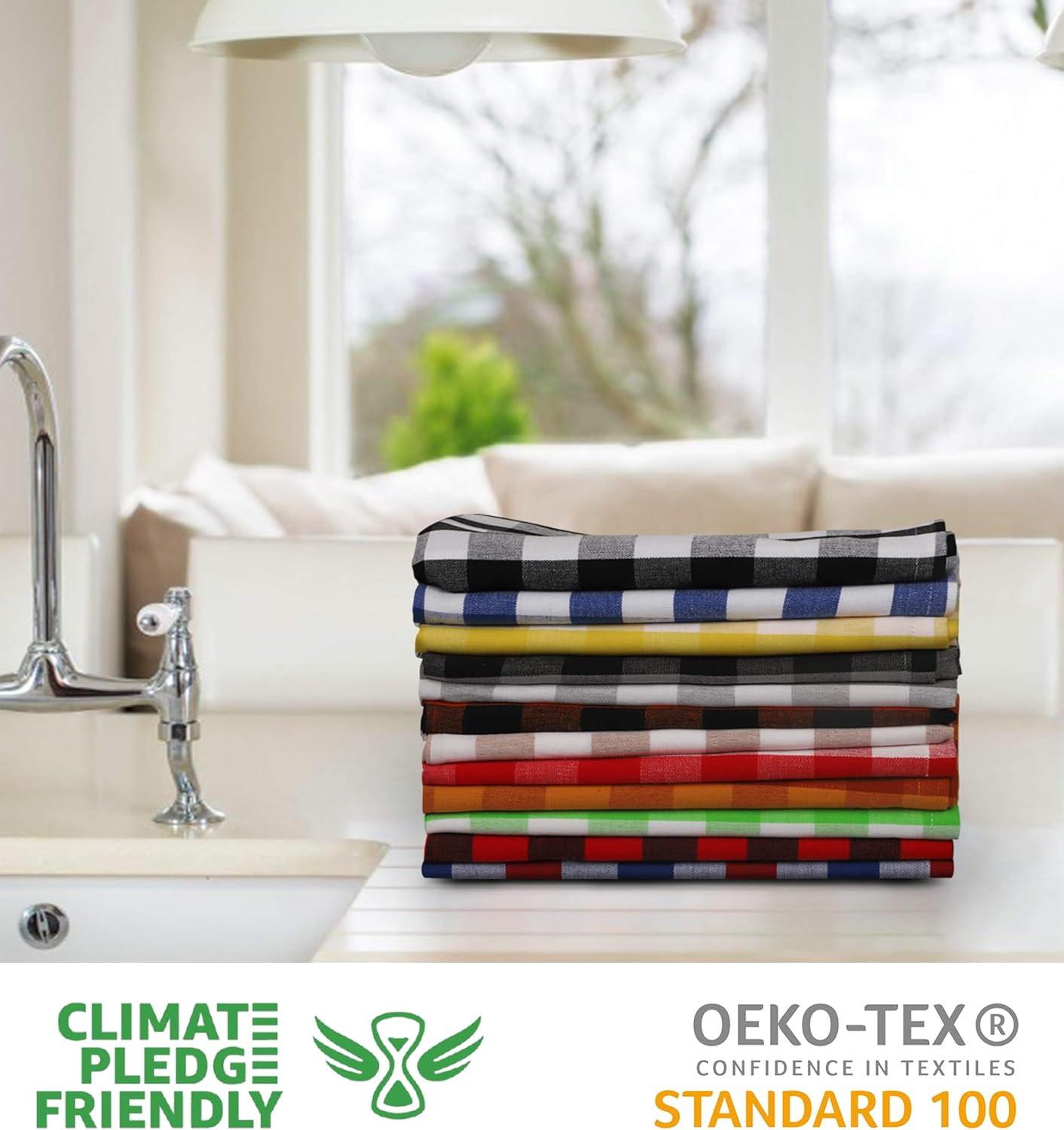 Urban Villa Kitchen Towels Cotton Dish Towels 20”x30” (Set of 12) Multi