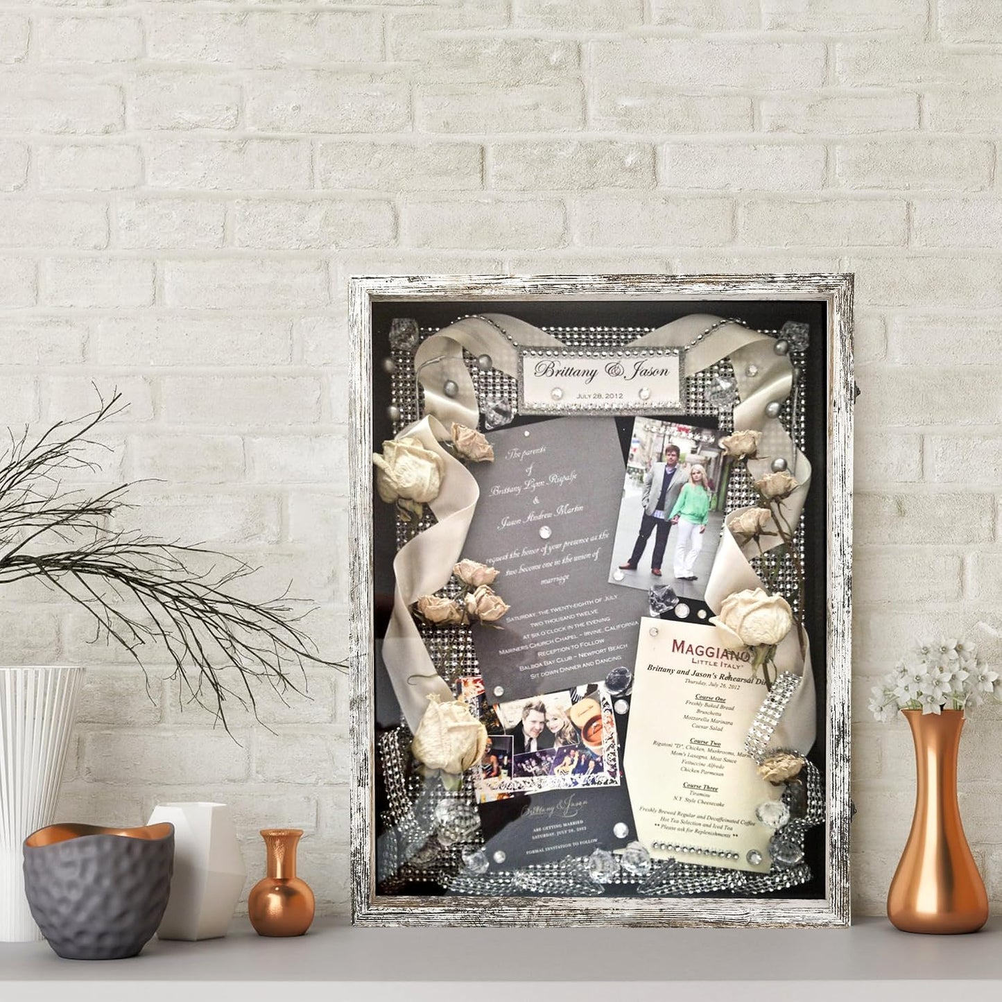 Large Shadow Box Frame 18x24 Display Case, White Wedding Bouquet Memory Box | Hinged Front Open Door with Plexiglass