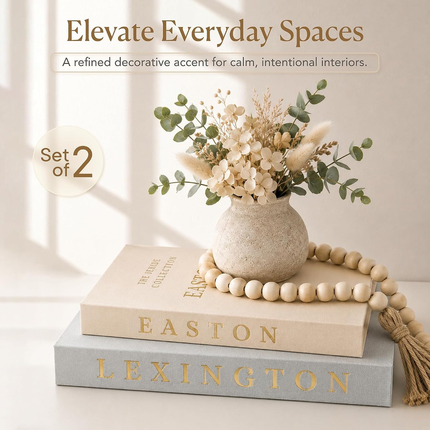 Linen-Wrapped Neutral Accent Books for Modern Home Décor