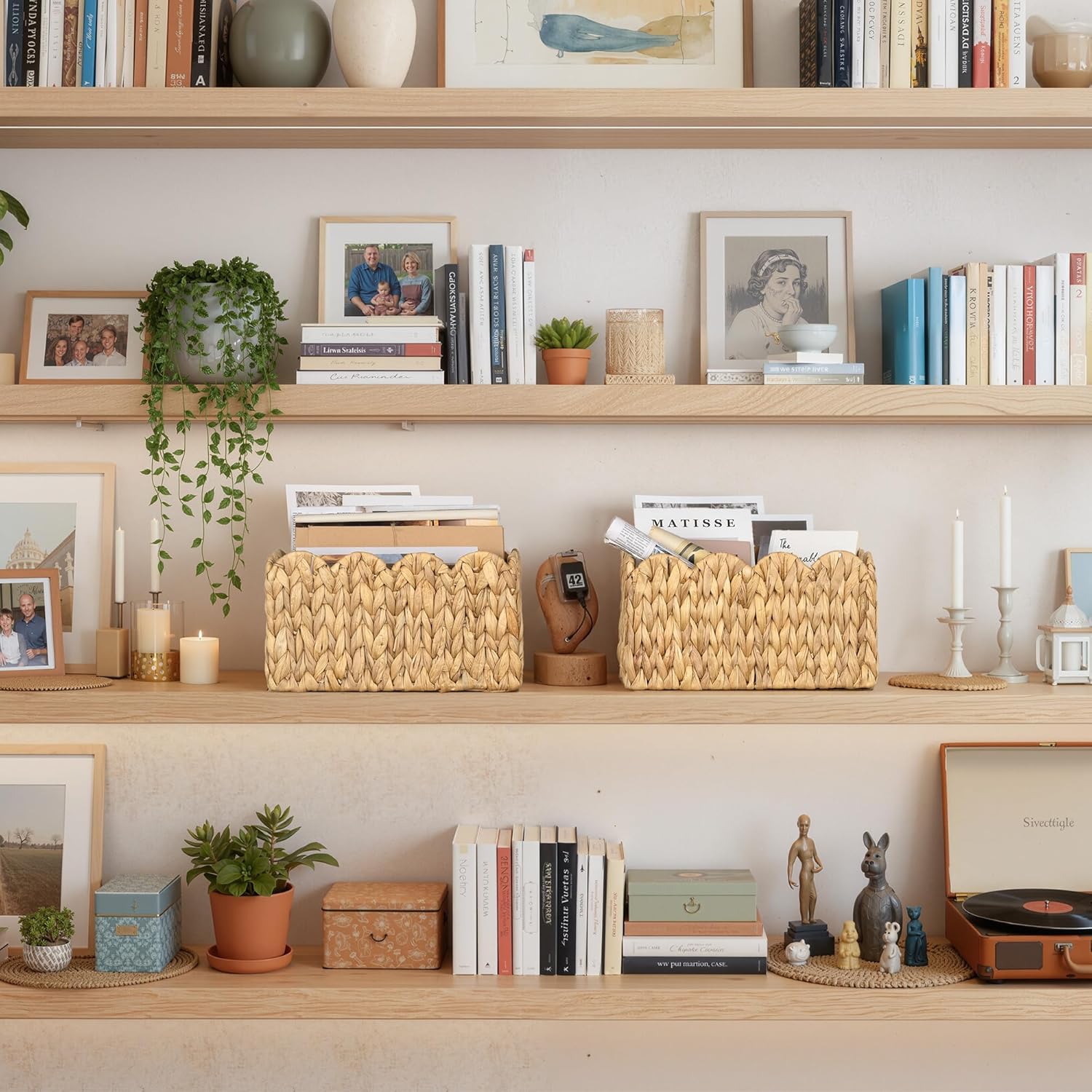 Scalloped Baskets / Hand-woven Rattan Baskets / Water Hyacinth
