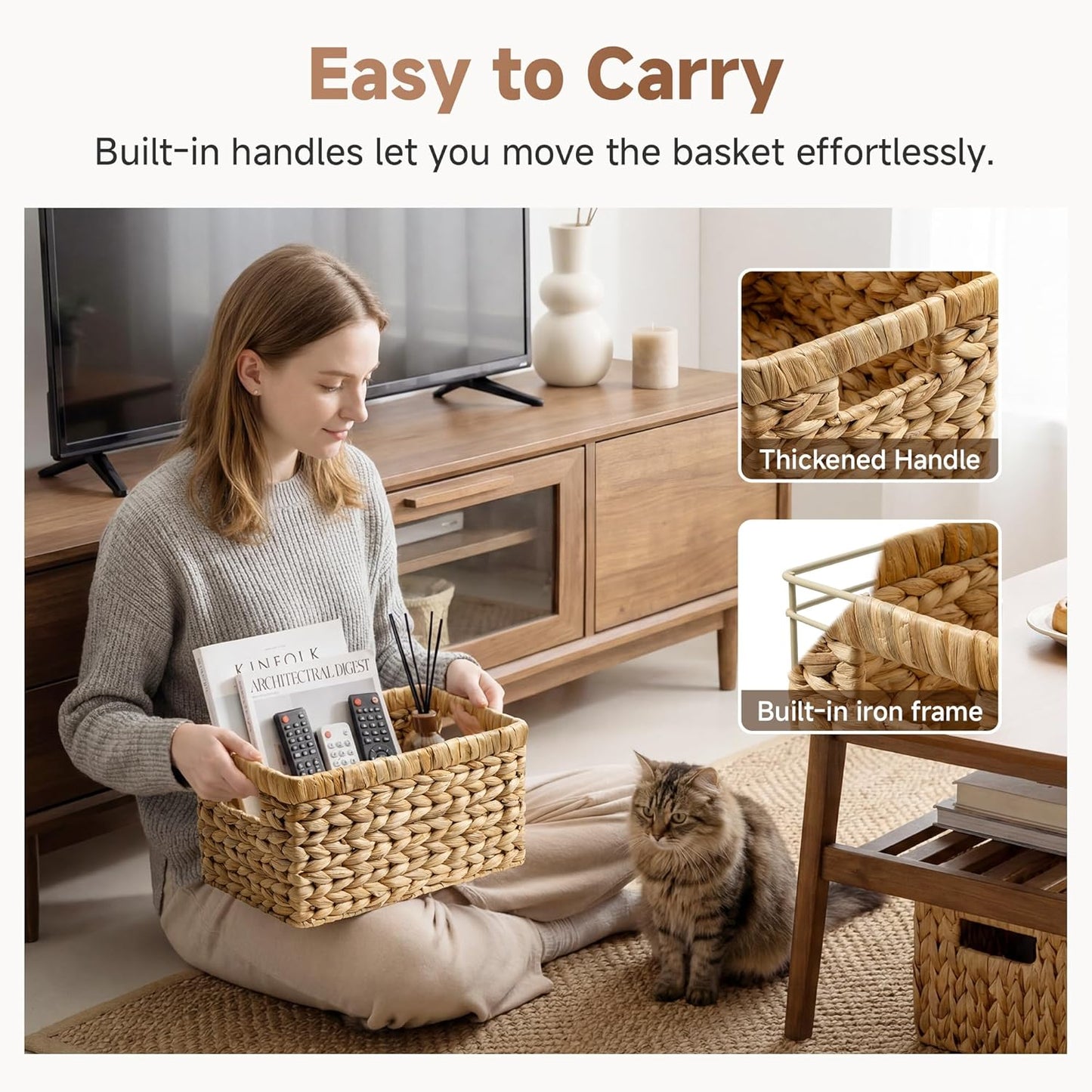 Wicker Basket / Storage Basket / Natural / 2 x 13