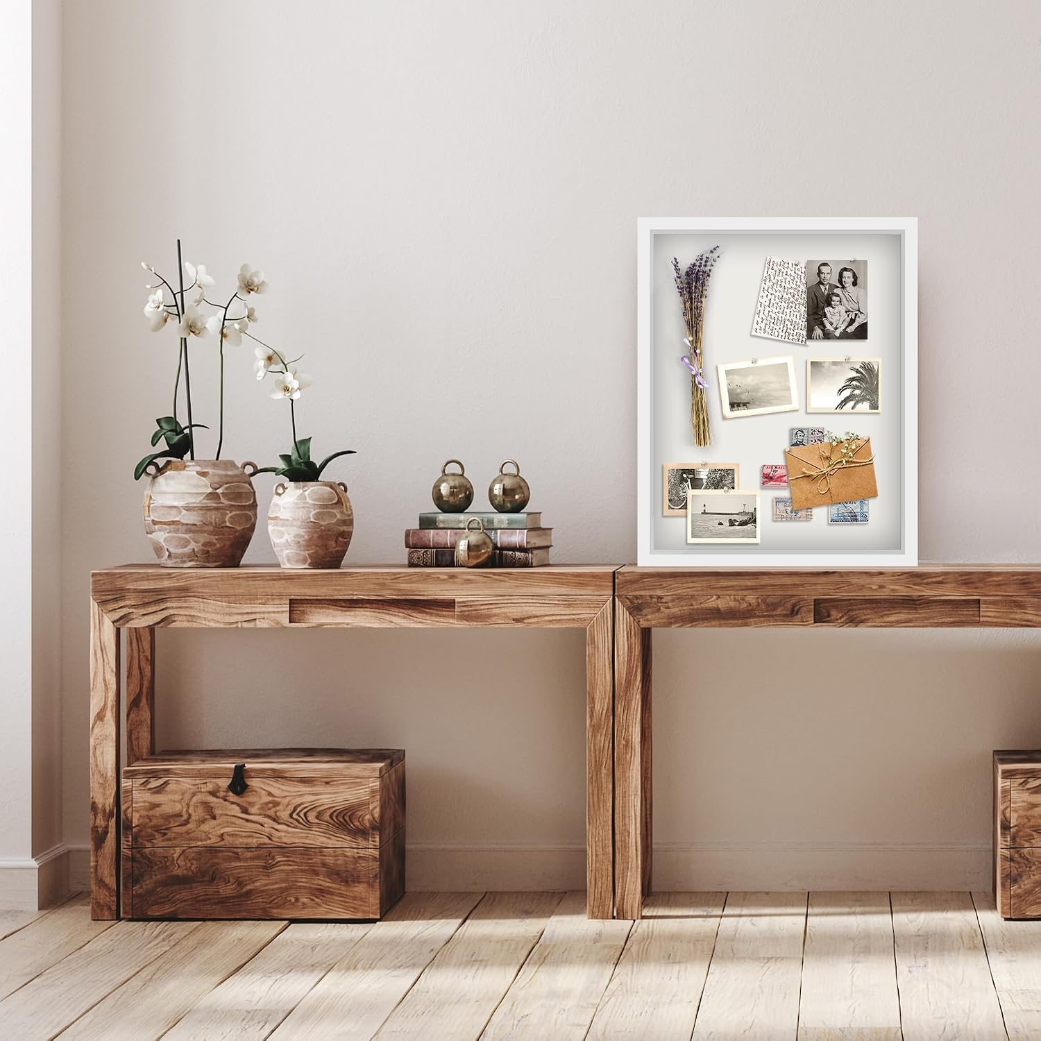 Americanflat 16x20 Shadow Box Frame - Engineered Wood - White | Polished plexiglass front, 1.5 inch interior depth
